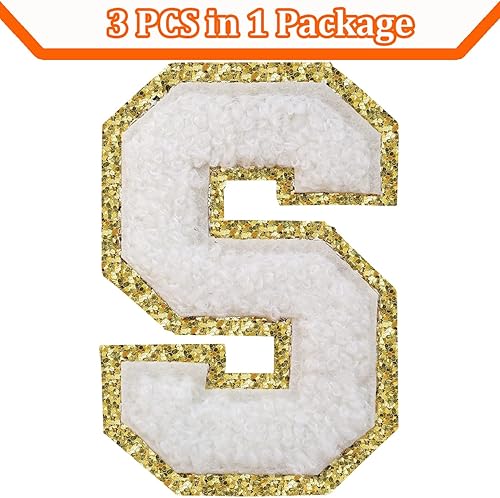 Miniatura 121 de Parches de letras termo-adhesivas de felpilla para chaquetas, parches de letras universitarias con brillantina para planchar en la letra azul A