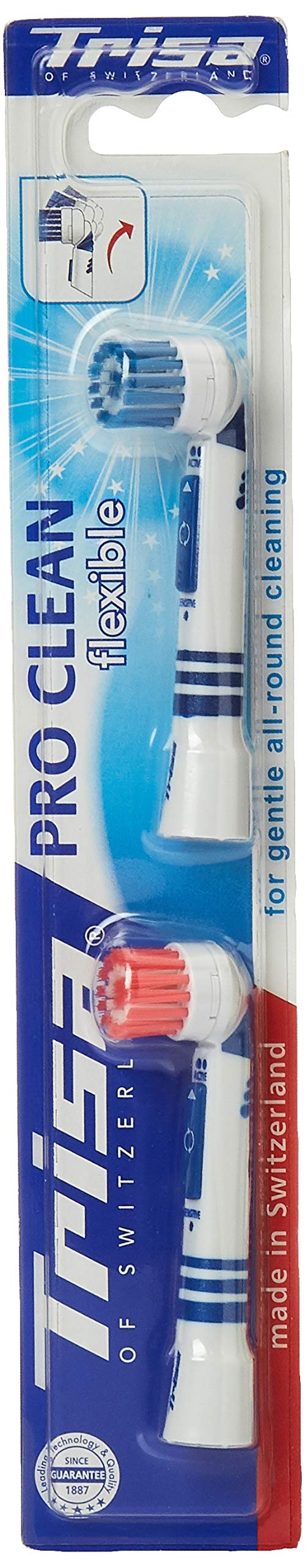Trisa Pro Clean Flexible Adult Soft Toothbrush Refill, For gentle all around cleaning, Flexible Brush Head, Swiss Made, Pack of 2