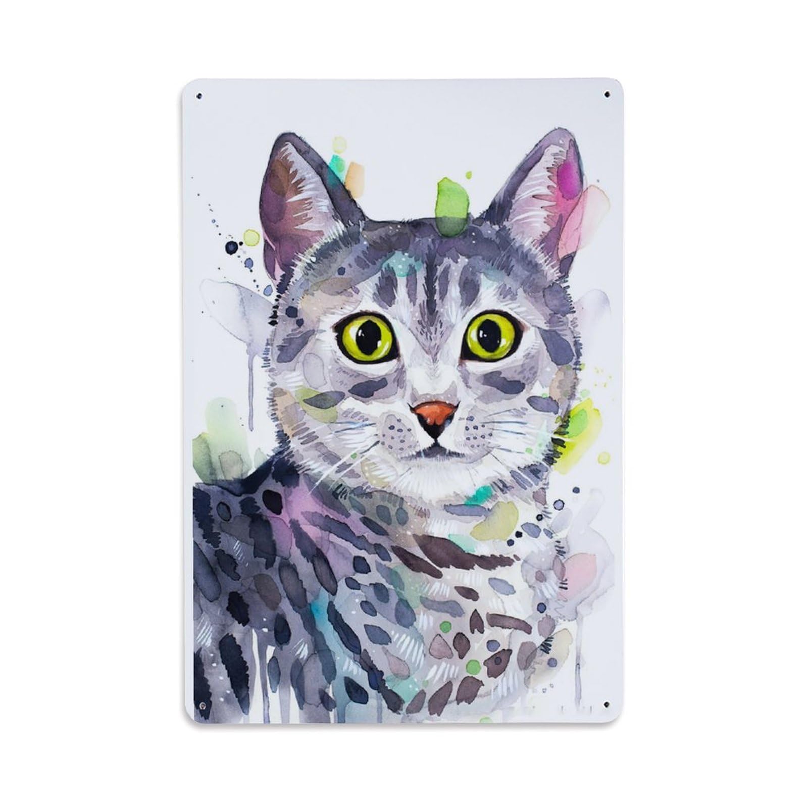 Botanical Study Animal Cats Nature Wildlife Vintage Energetic Metal Tin Sign Plaque Wall Decor for Cafe, Man Cave, Club Bar, Office, Home Garden Round Metal Poster 8x12Inch