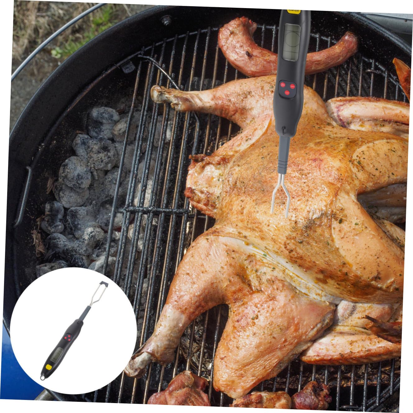 Grill Fleischthermometer Bbq Kochthermometer Mit Edelstahlsonde Für Lebensmittel Überwachung Wassertemperatur Öltemperatur Messung Gabelform Design