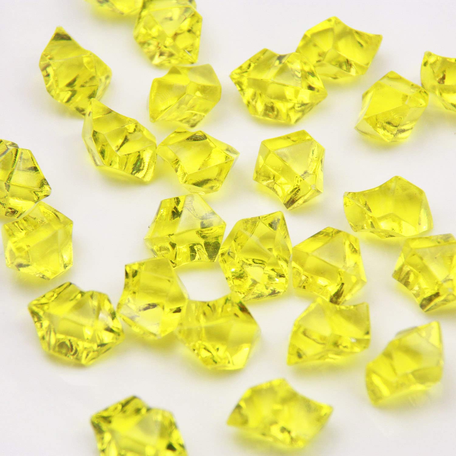 Firstly Traders 100g Acrylic Diamonds Faux Crystals for Home Decor Vase Fillers Acrylic Ice Rock Cubes Gems for Arts and Crafts, Vase Fillers Decoration Stones, Shiny Pebbles(Yellow)-image-20