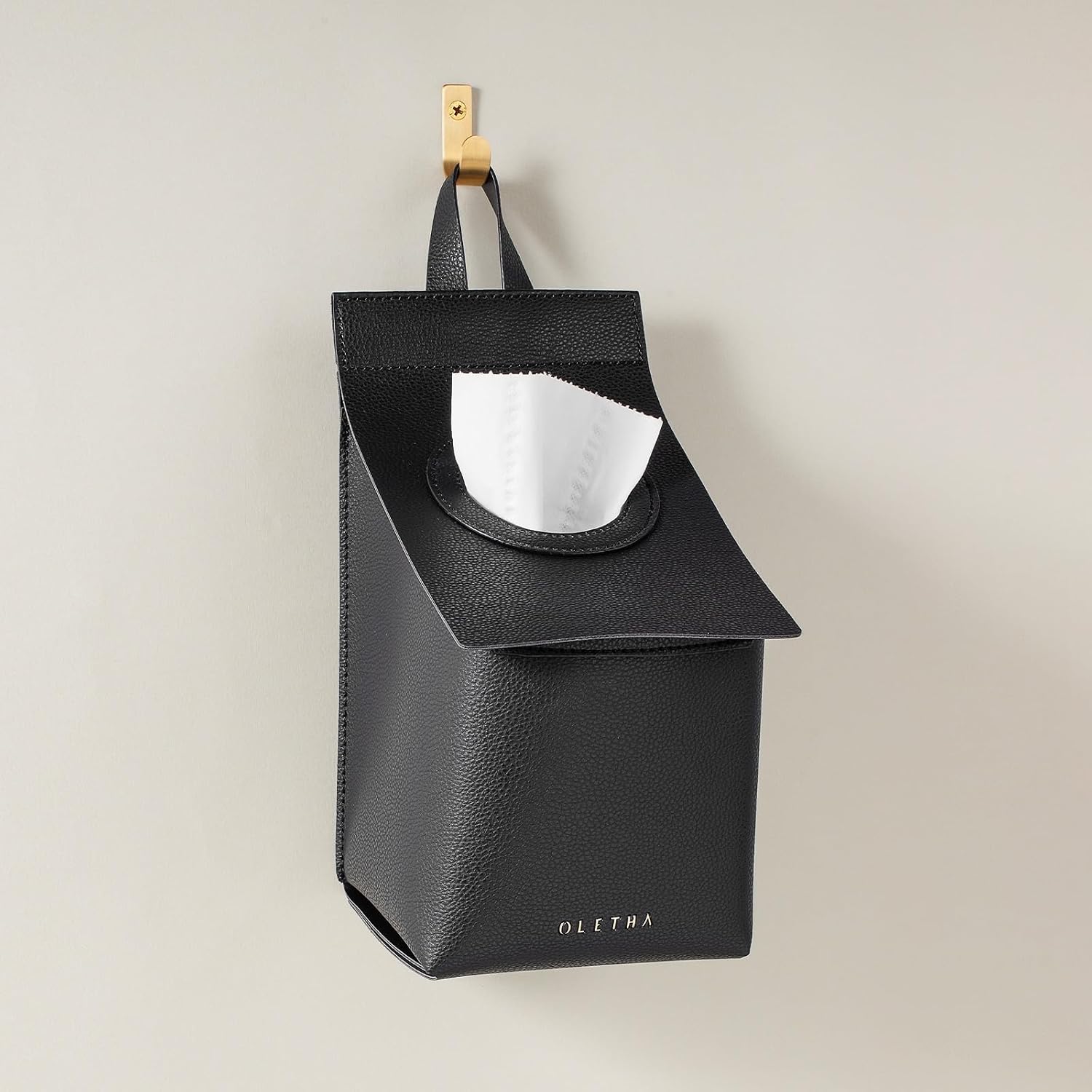OLETHA Hanging Tissue Box Cover for Kleenex Cube Boxes, Black