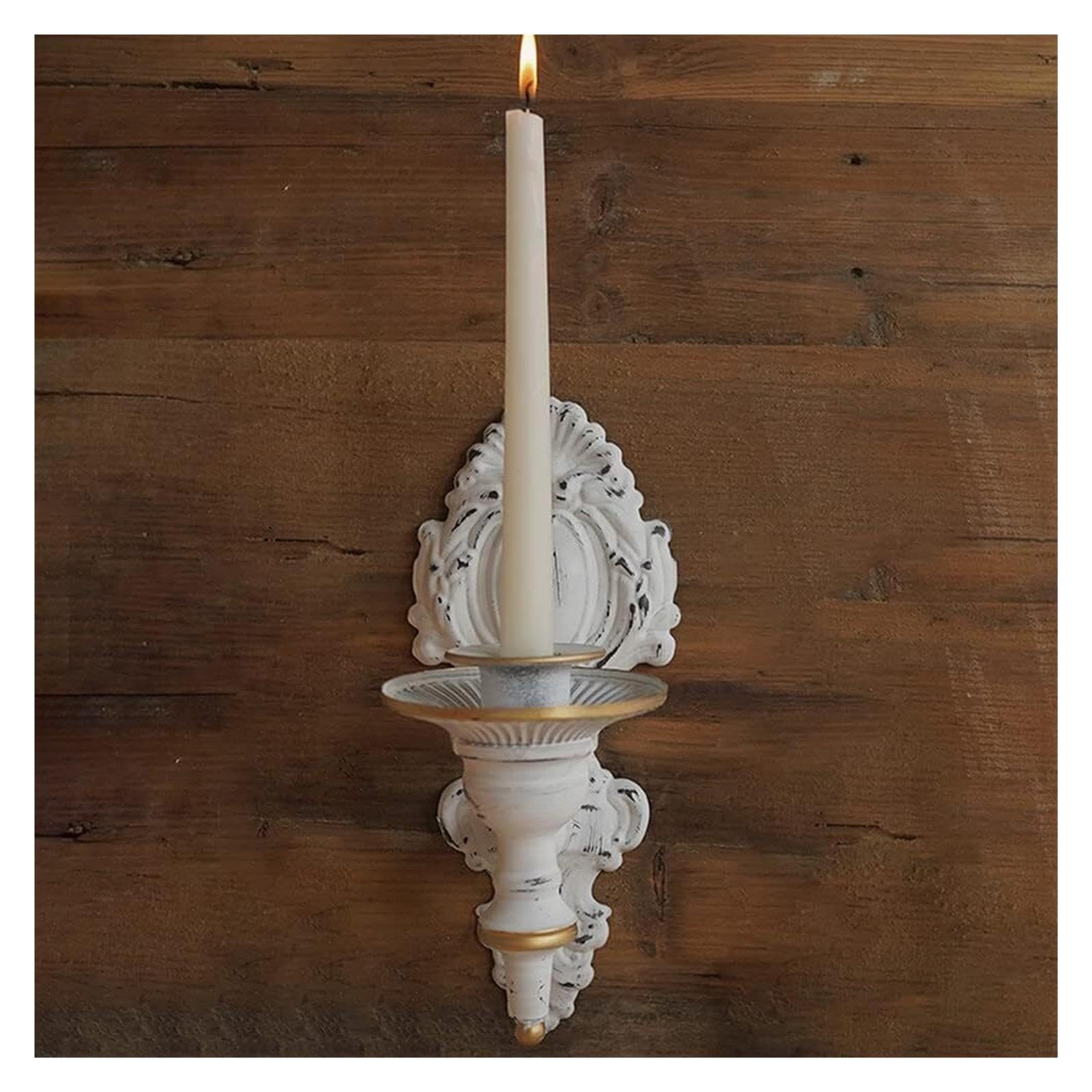 Portacandele Portacandela da Parete in Ferro Corte Francese Decorazioni per la mensola del Camino(Antique White B)