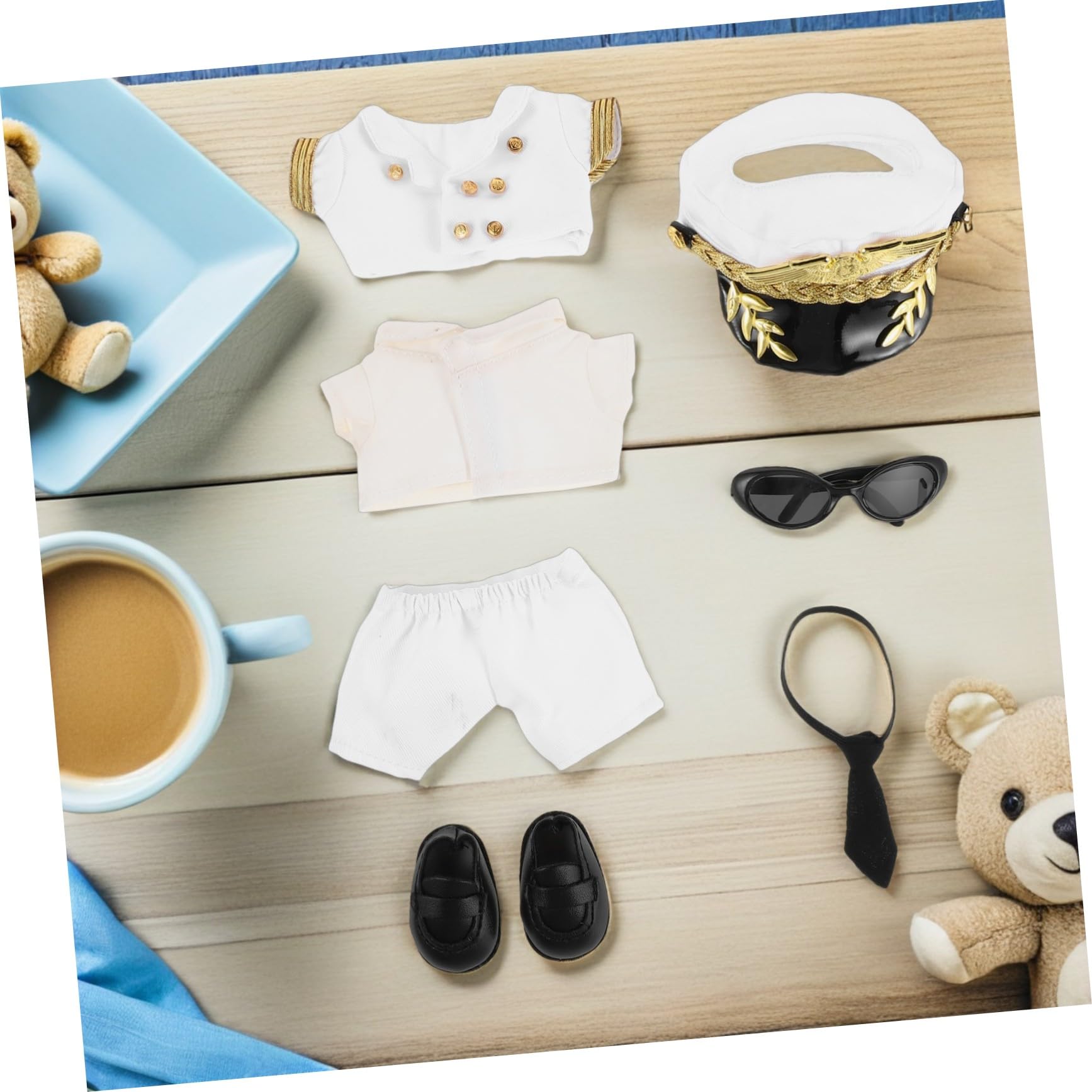Uniforme de Capitán para Muñeco de Peluche Ropa de Piloto Reemplazable Accesorios Decorativos para Juguetes de Peluche Ropa Utilizable para Muñecos Pequeños Avión