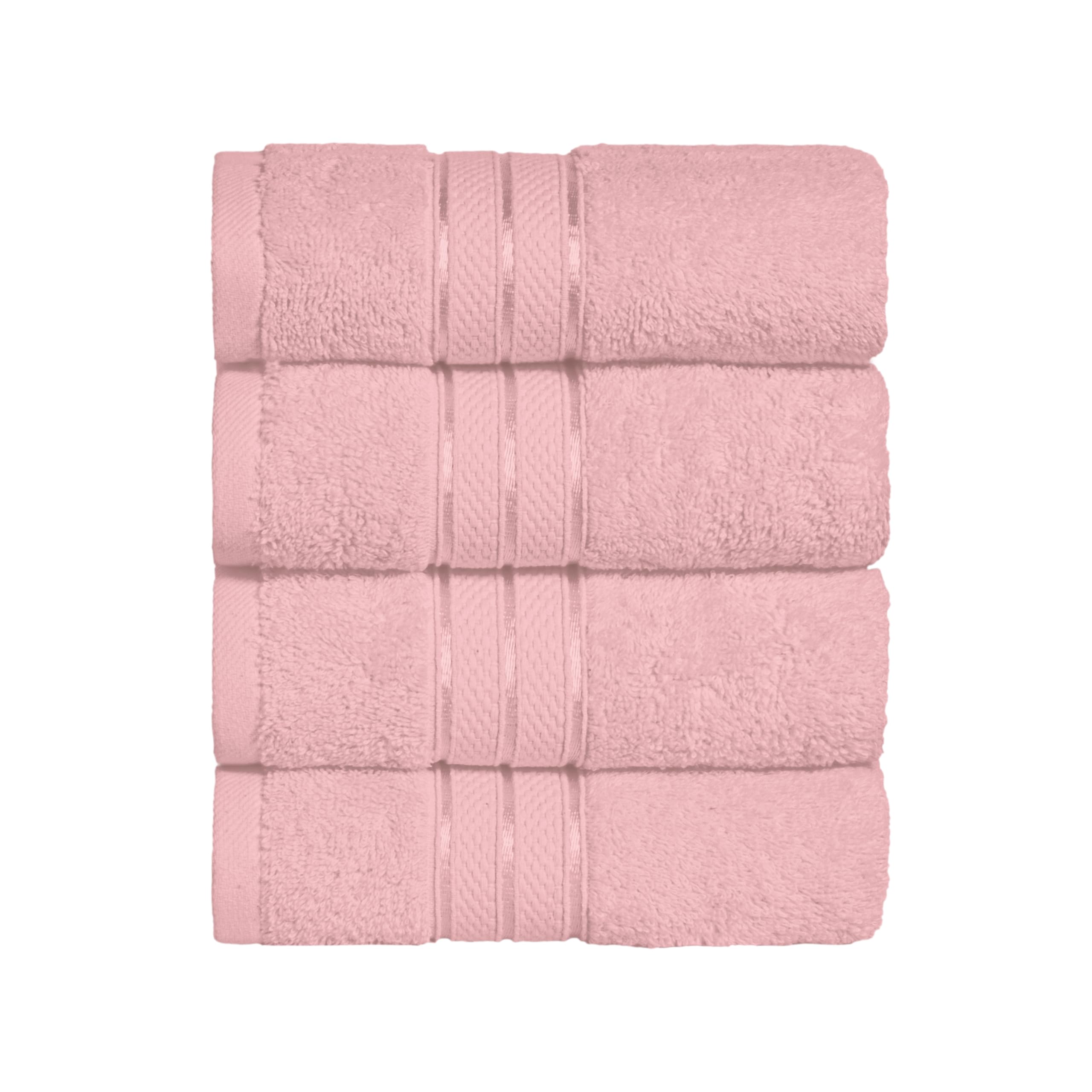 Elegant Comfort Three Line Popcorn Towel Set for Bathroom 16 x 28 inches, Premium Hotel Quality 4-Pack Hand Towels, 100% Turkish Cotton, Soft and Durable, Quick Dry and Highly Absorbent, Dusty Pink