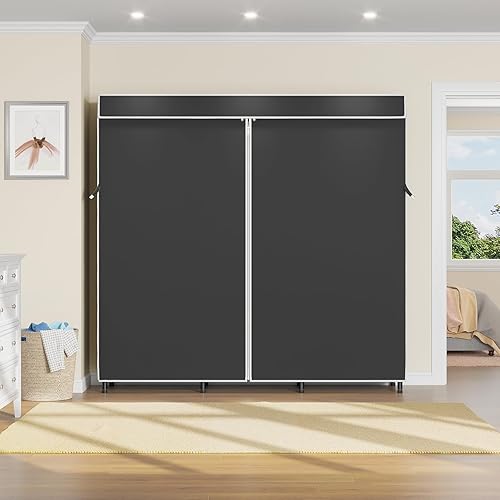 Miniatura 8 de VIPEK V30 - Perchero de ropa resistente con estantes ajustables y 2 barras para colgar, sistema de armario portátil, estante de metal para armario,