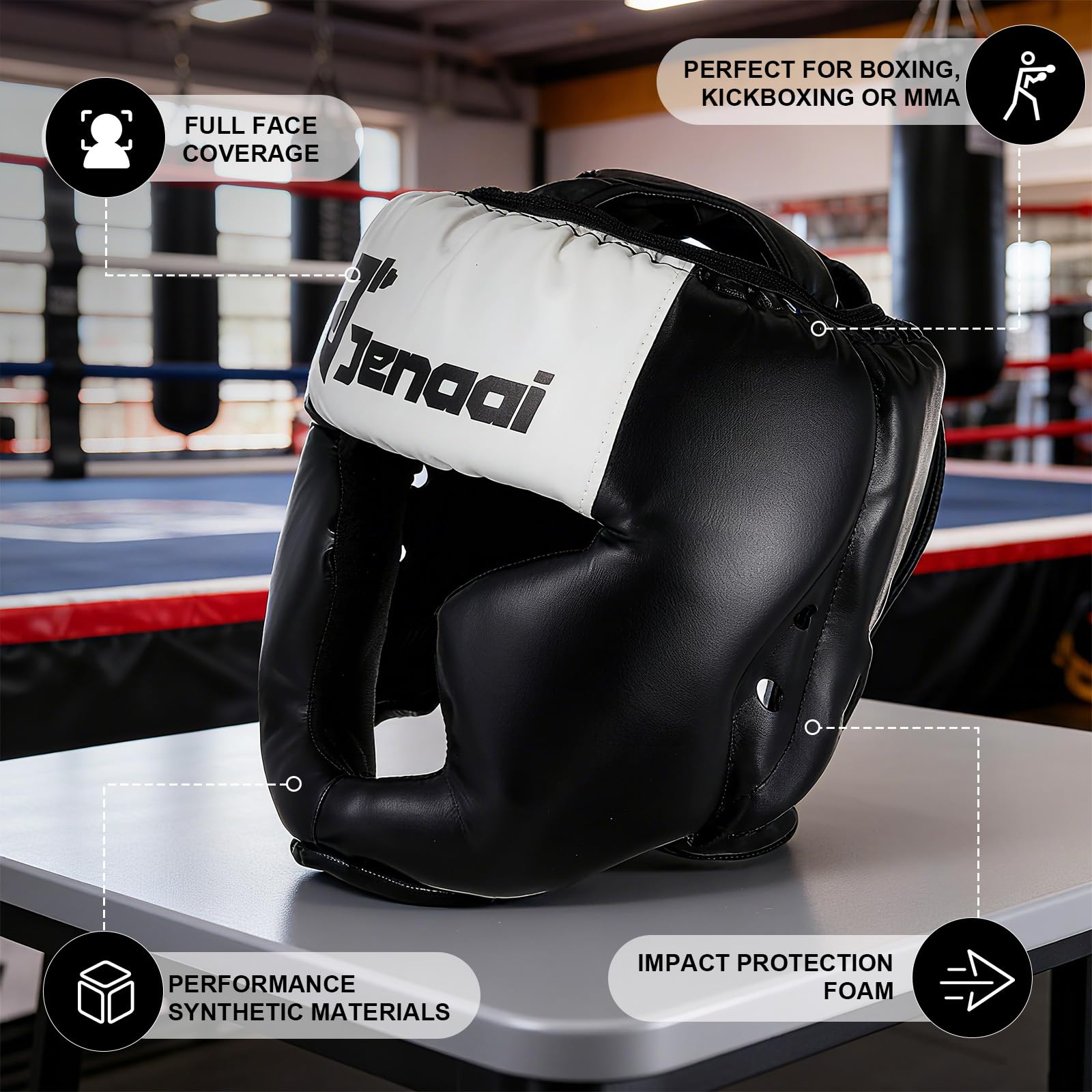 Jenaai 3 copricapi da boxe, regolabili, imbottiti, di sicurezza, per allenamento MMA, sparring, kickboxing, muay thai, arti marziali, karate, taekwondo, regalo per Natale, adulti, uomini e donne