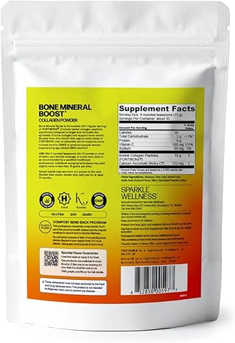 Miniatura 2 de Sparkle Wellness Bone Mineral Boost (Acai Lemonade) [30 porciones] Suplemento de colágeno en polvo Péptidos de colágeno bioactivos FORTIBONE