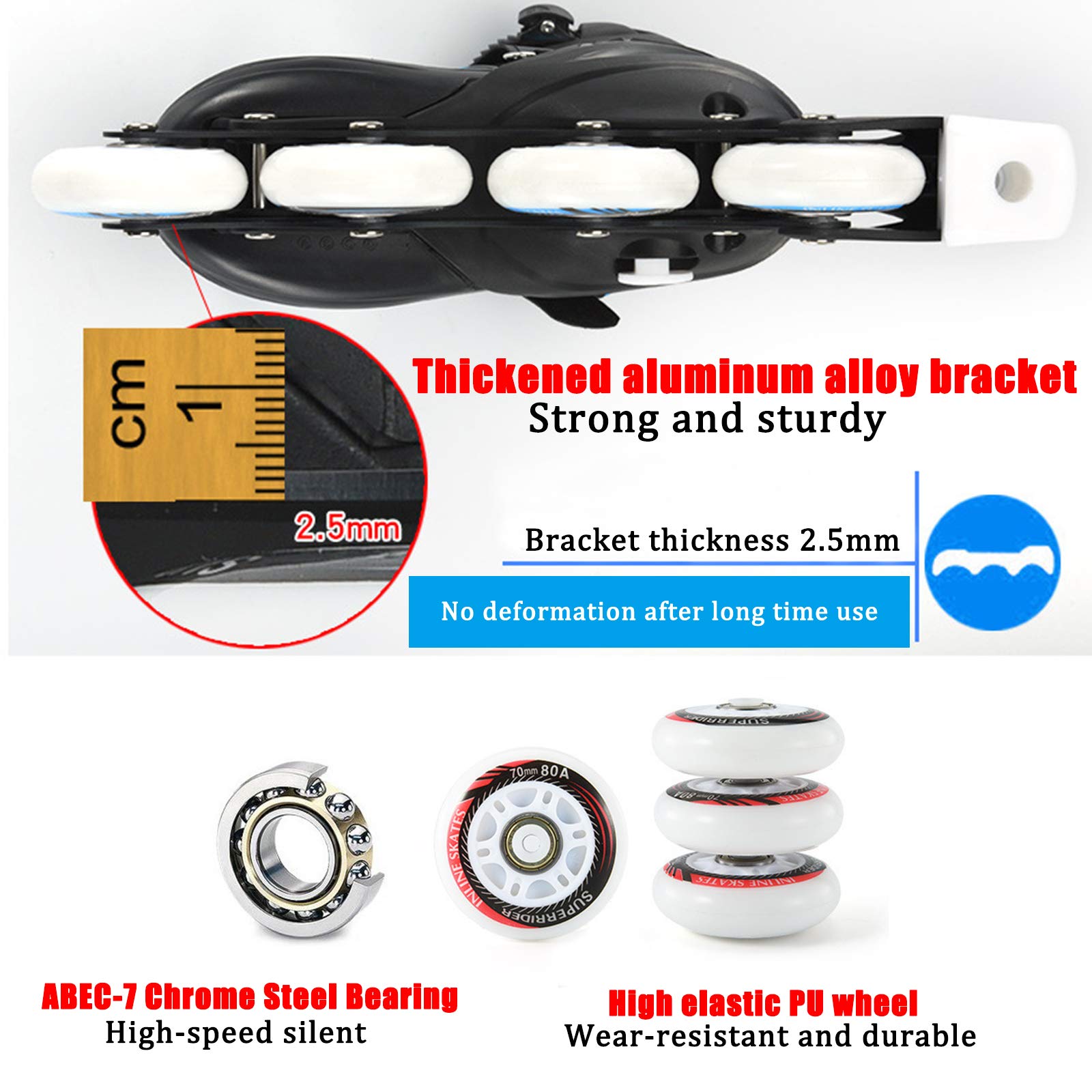 Klzzuk Rollers en Ligne Réglables pour Enfants Adultes,Patins en Ligne Patins à roulettes pour Débutants avec Roues en PU,Excellents Cadeaux pour Garçons,Filles,Hommes et Femmes