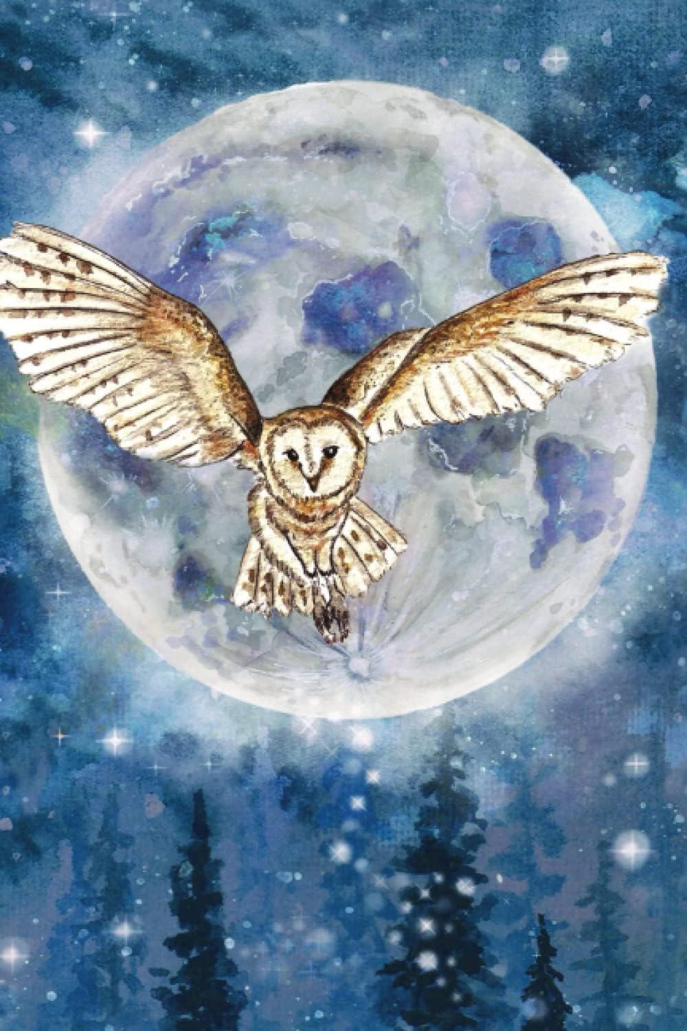 Journal: Owl and Moon Cover Notebook: 150 Blank Pages for Writing and Drawing | Mystical Owl and Moon Watercolor Cover Sketchbook | Blank Book to Contain Daily Creations