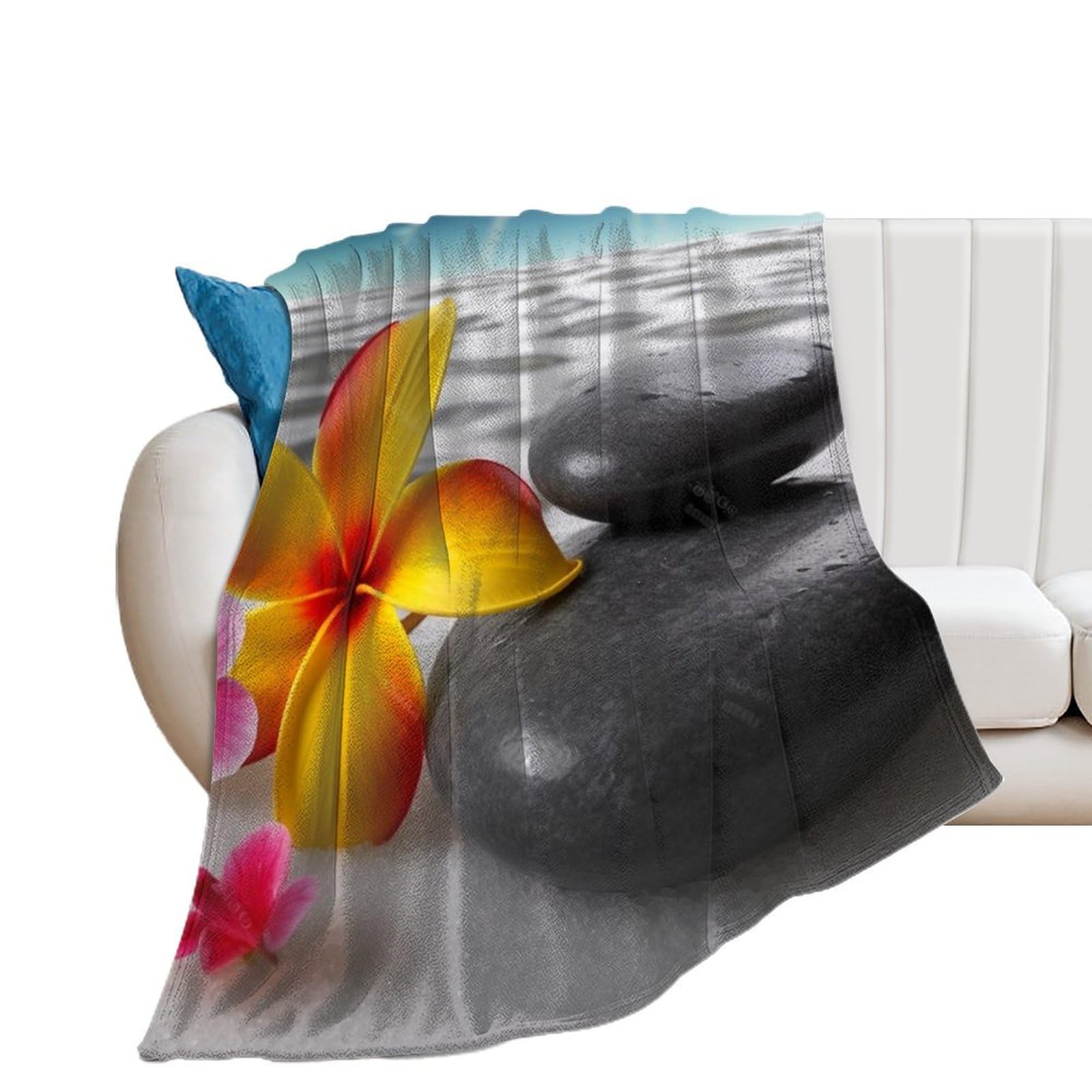 Couverture en flanelle fleurie pour canapé et lit doux 150x200 cm
