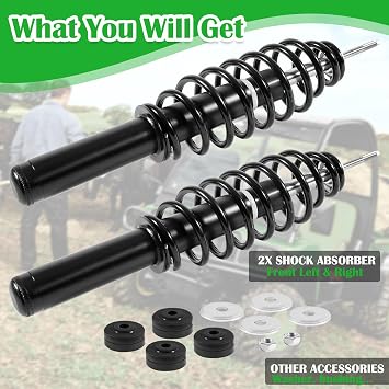 AM137957 Front Coil-over Spring Shock Absorbers 2 Pack With Bushings Washers for Gator HPX, HPX 615E 815E/Gator XUV620I 4x4/Gator XUV850D 4x4 Replace #AM137957#AM135372