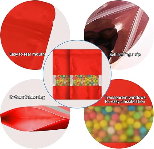 Miniatura 3 de 100 bolsas de Mylar a prueba de olores, bolsas resellables de almacenamiento de alimentos con ventana transparente, bolsas de aluminio para