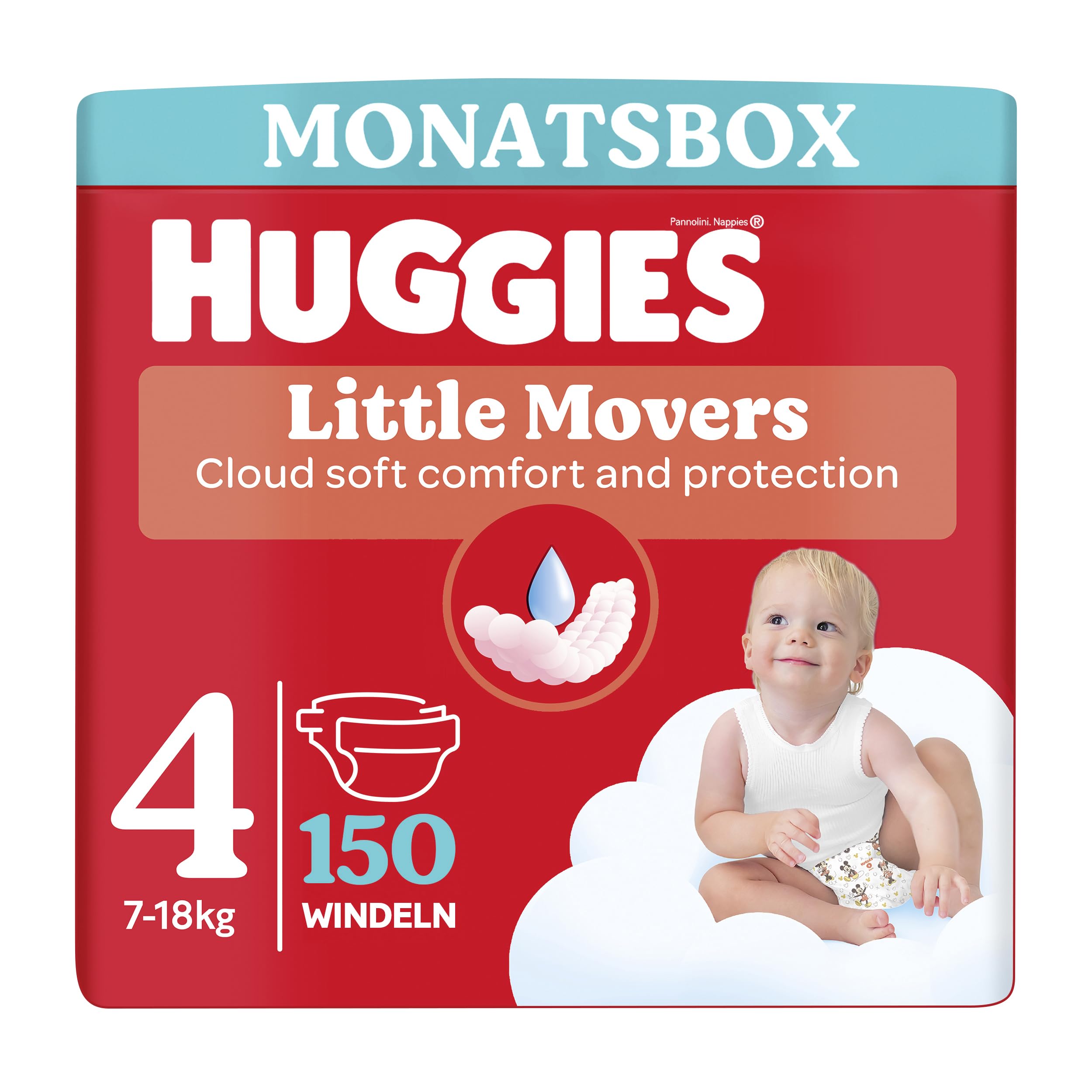 Huggies Baby-Windeln Little Movers, Disney-Design, Größe 4, 150 St. (3 x 50), Monatsbox