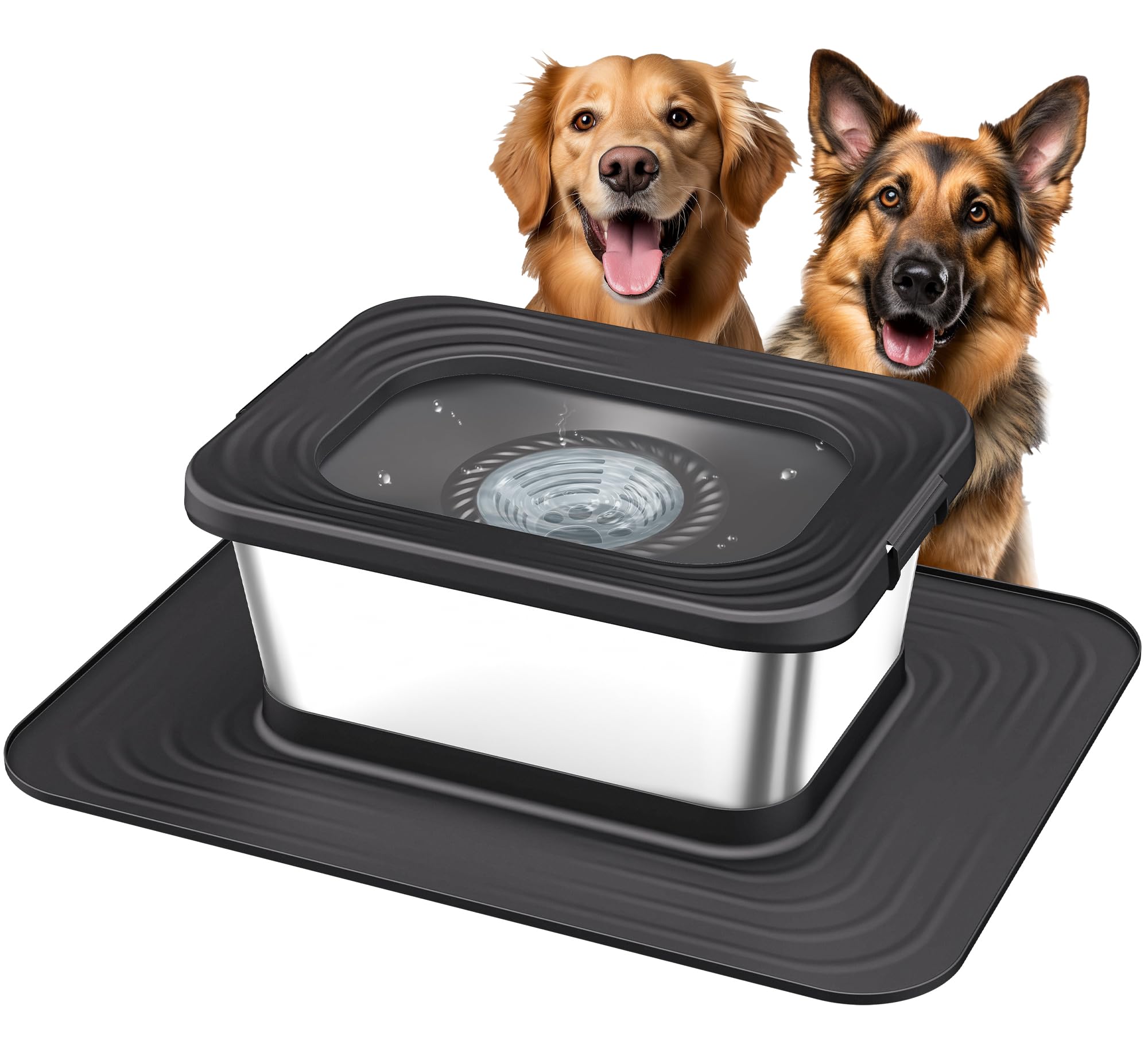 Decflow No Spill Dog Water Bowl, 10L Stainless Steel Anti-Splash Bowls