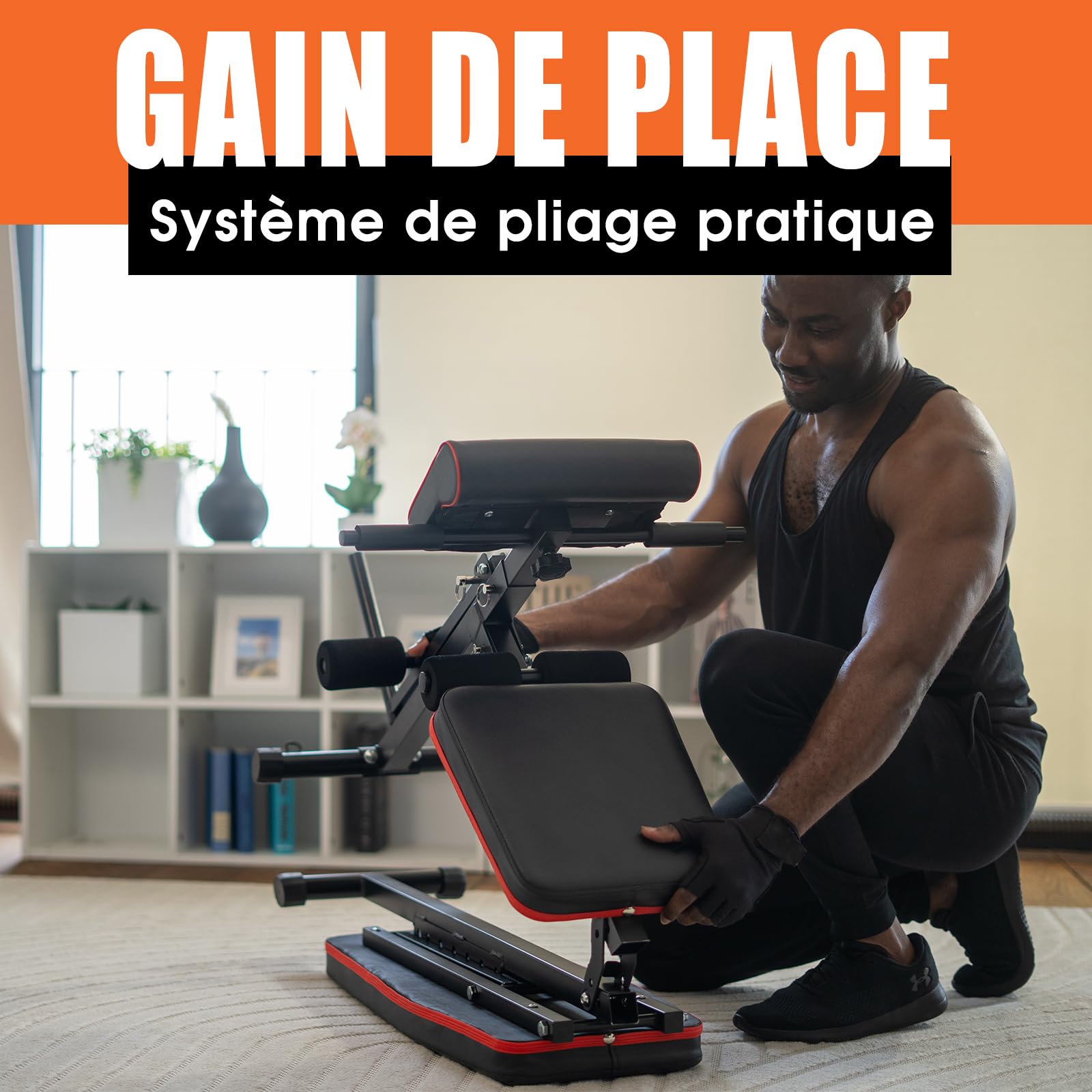 DH FitLife Banc de musculation pliable,banc réglable pour le développé couché, le curl biceps, la musculation du dos et des abdominaux,banc inclinable avec banc curl et extenseur des jambes