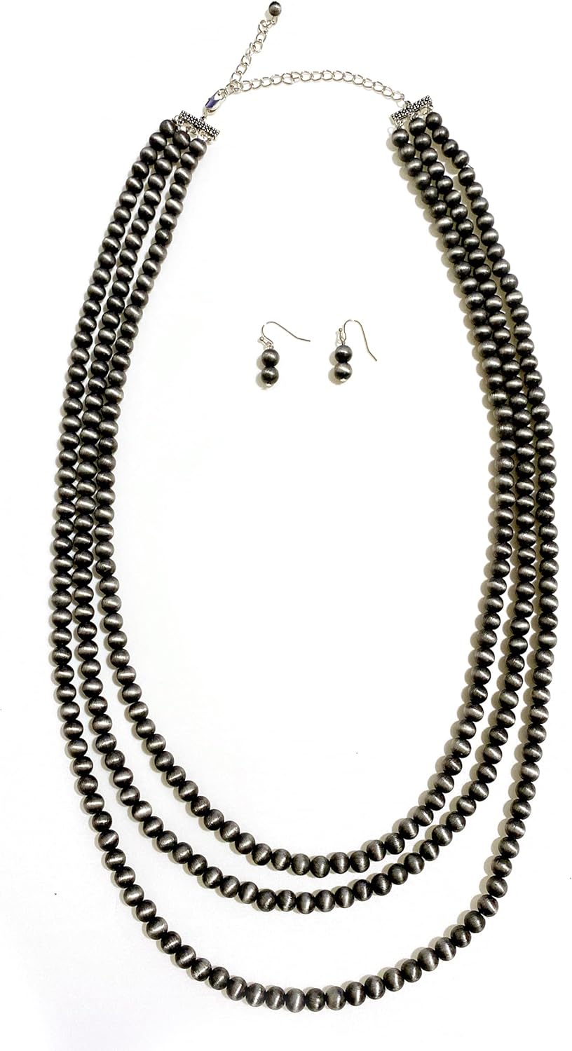 Western Navajo Pearl Multi strand Necklace