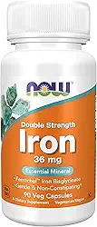 NOW Foods - Ferro Mineral Essencial de Dupla Força 36 mg. - 90 cápsulas vegetais