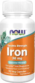NOW Foods - Ferro Mineral Essencial de Dupla Força 36 mg. - 90 cápsulas vegetais