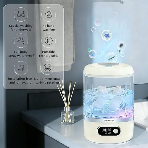 Miniatura 3 de Mini lavadora portátil, compacta, limpia profundamente, ropa interior, calcetines, ropa de bebé para apartamento, dormitorio, camping, viajes y