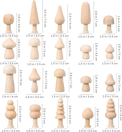 Miniatura 4 de Kisangel 20 piezas de madera sin terminar árboles de Navidad sin pintar, hongos de madera DIY manualidades y artes hechas a mano formas de árbol