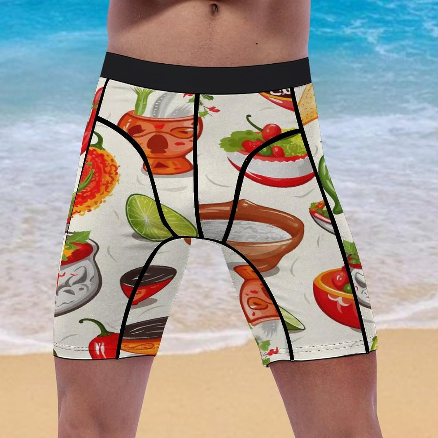 Mexican Salsa Symbols Compression Shorts Men Spandex Sport Shorts Workout Performance Baselayer Underwear