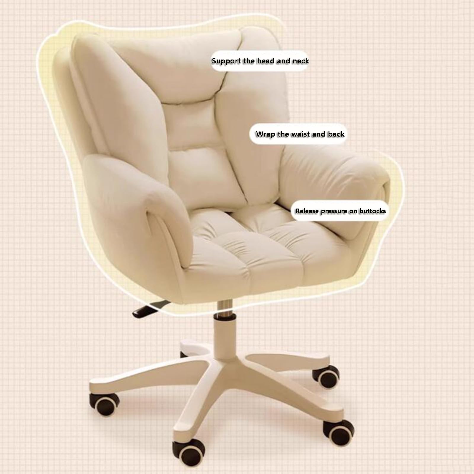 Sedia Girevole ergonomica Regolabile in Altezza per casa, Ufficio, Soggiorno, Camera da Letto - Braccioli Comodi con Comfort di Livello Professionale
