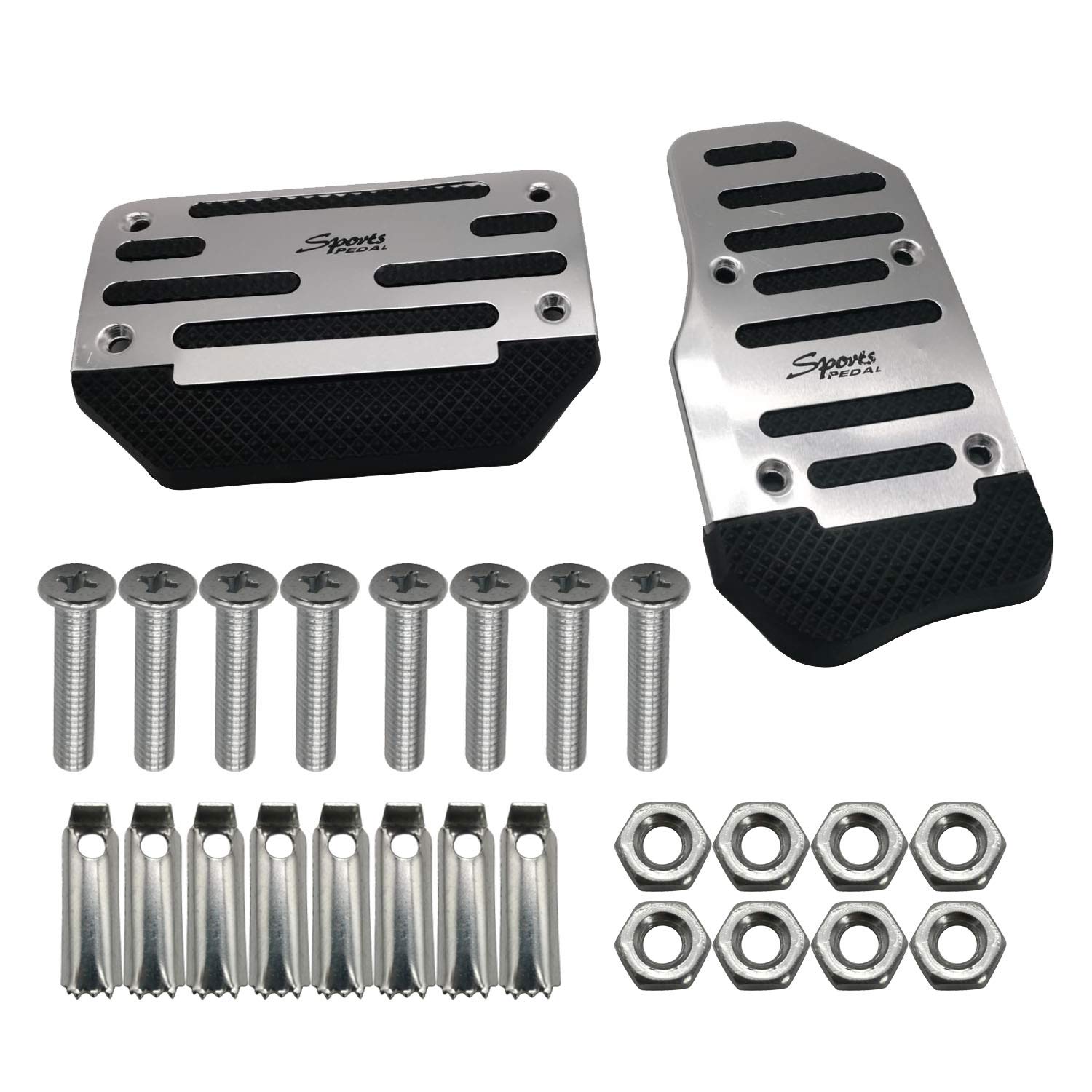 Universal 2 PCS Automatic Car Gas Brake Pedal Cover Pad Silver Gas Brake Foot Pedal Pad Cover Accelerator Red