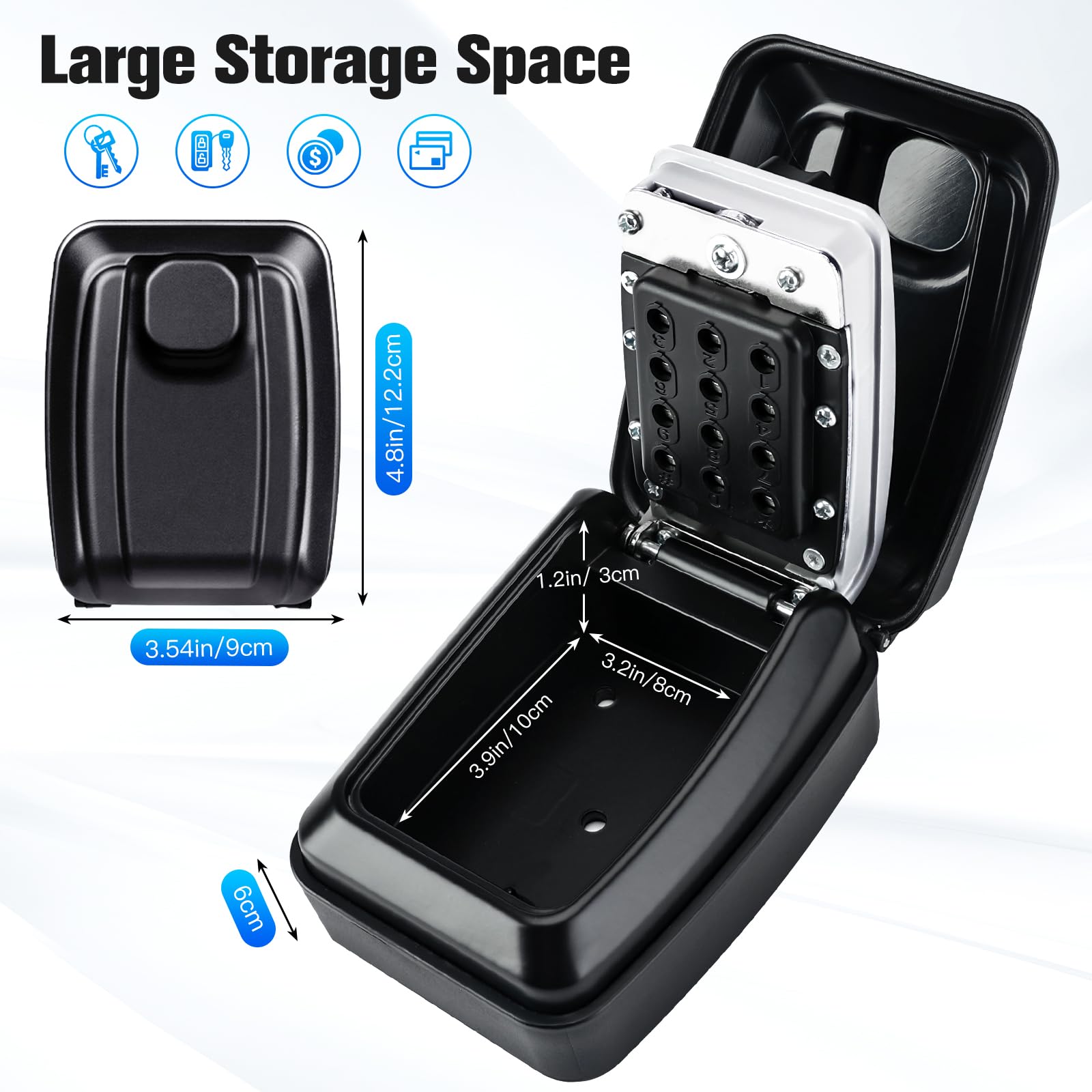 PAIRIER Caja Fuerte para Llaves Grande de Combinación 12 Dígitos Impermeable para Casa, Garaje, Oficina y Escuela