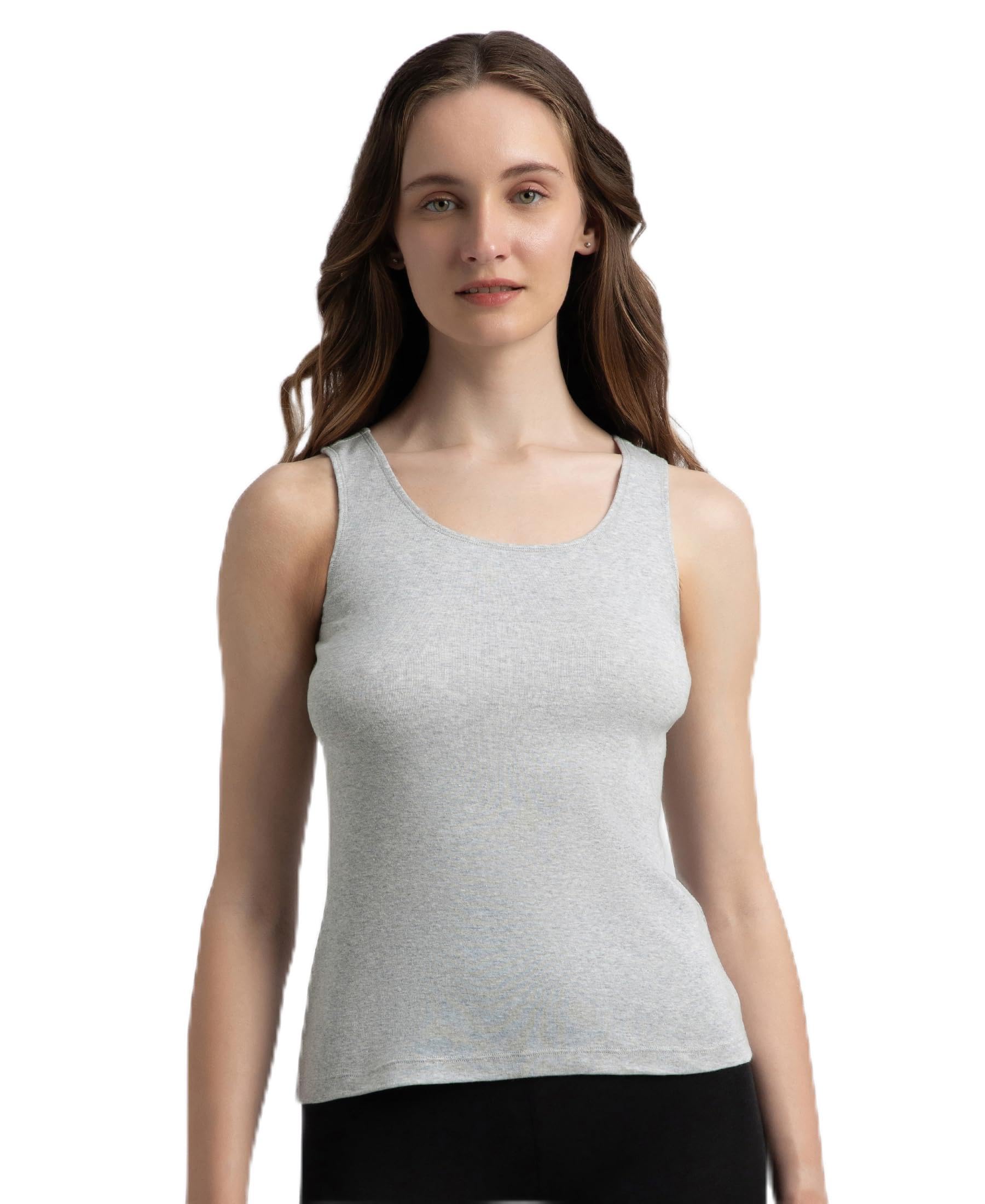 jockey 1535 Women's Super Combed Cotton Rib Fabric Inner Tank Top with StayFresh Treatment_Steel Grey Melange_XXL-picture-14