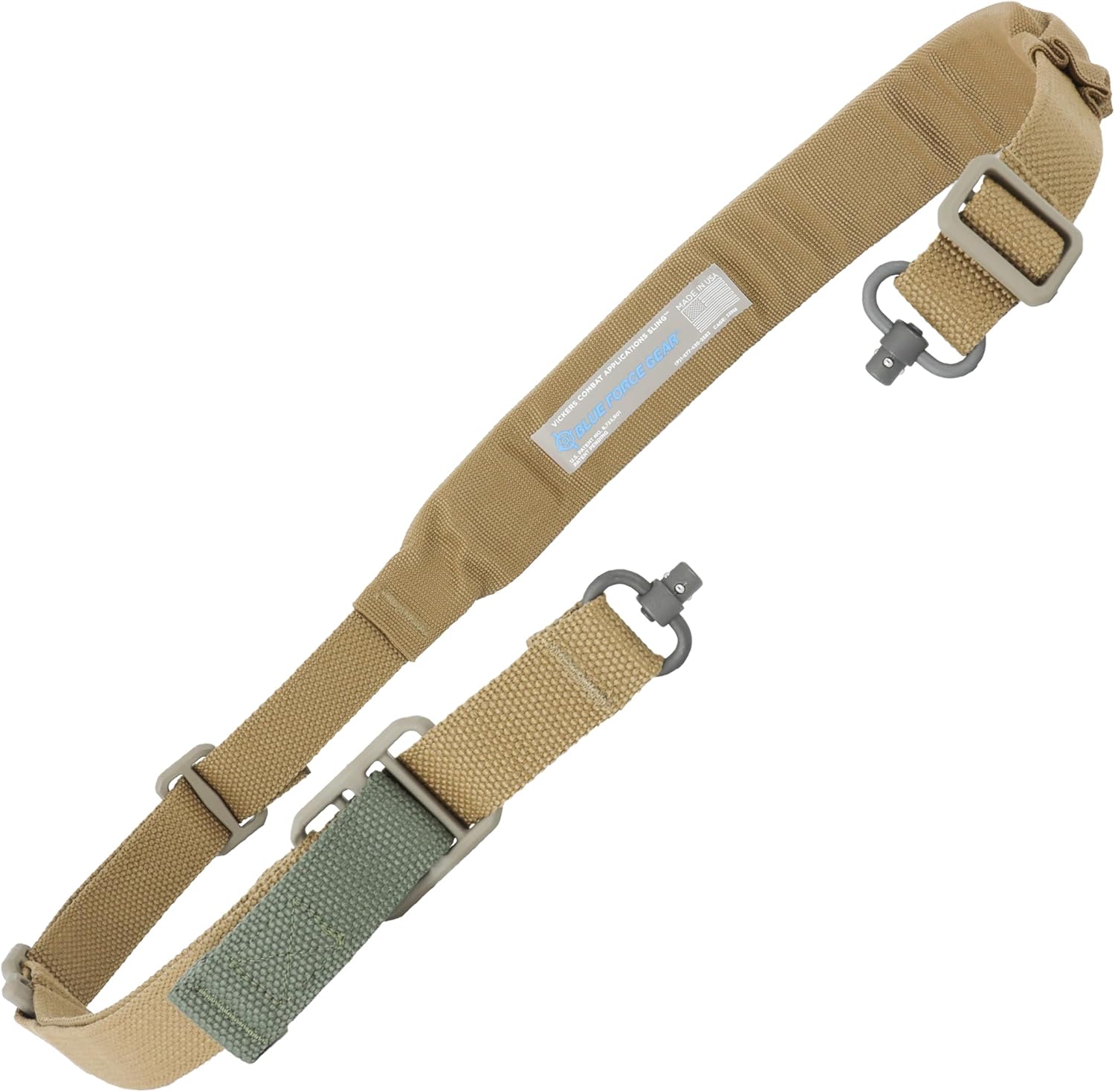 Blue Force Gear Vickers Padded Sling with Push Button Swivels - 2-Point Adjustable Sling