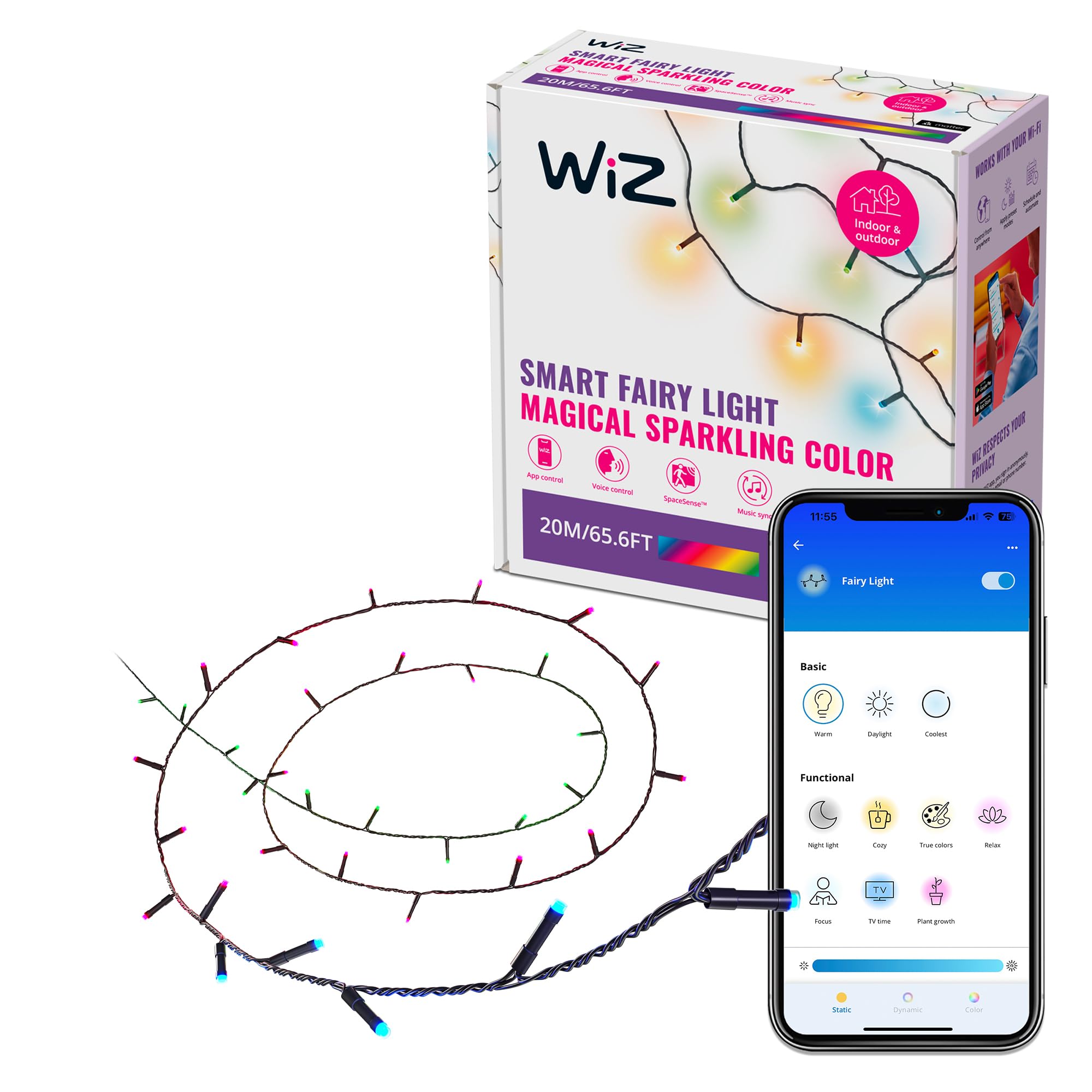 WiZ Fairy Light Color Outdoor (20 m) – Lichterkette