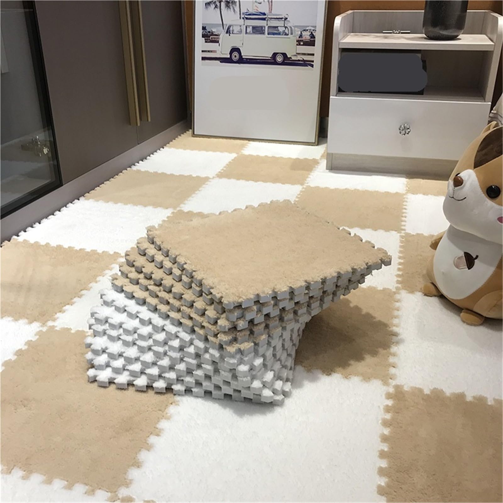 Alfombrilla Puzle Gomaespuma Alfombra Suave de la Felpa Estera Espuma EVA Que entrelaza Alfombra y 30 * 30 CM del Piso Tejas Ejercicio(Color 1,1cm-20pcs)