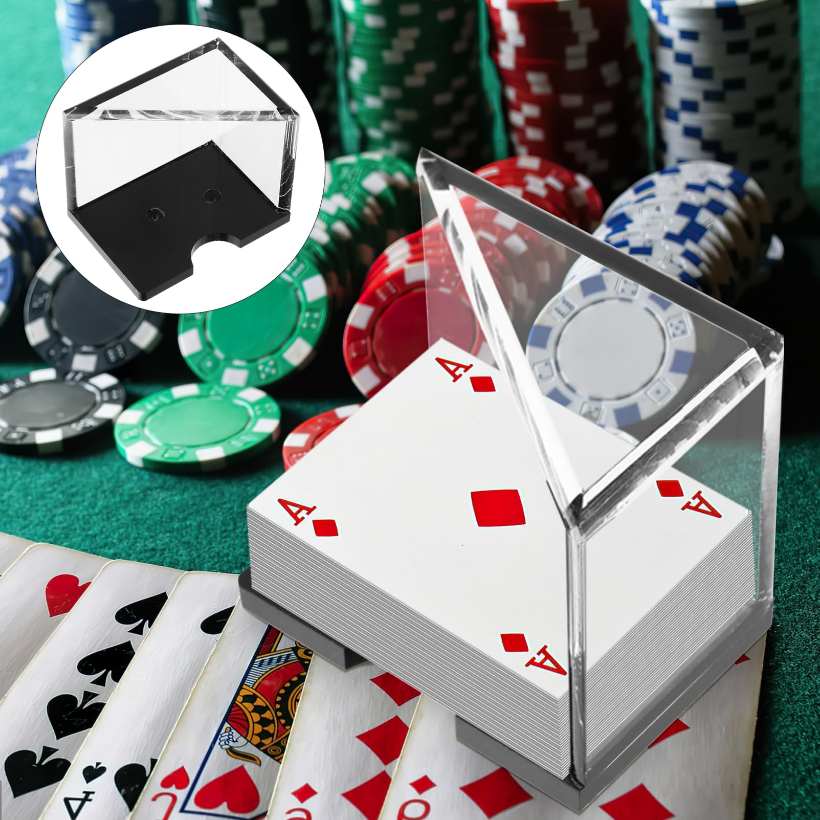 CIYODO Acrylic Playing Card Storage Box for Poker and Game Cards Clear Design Material Organizes Decks for Home and Gatherings