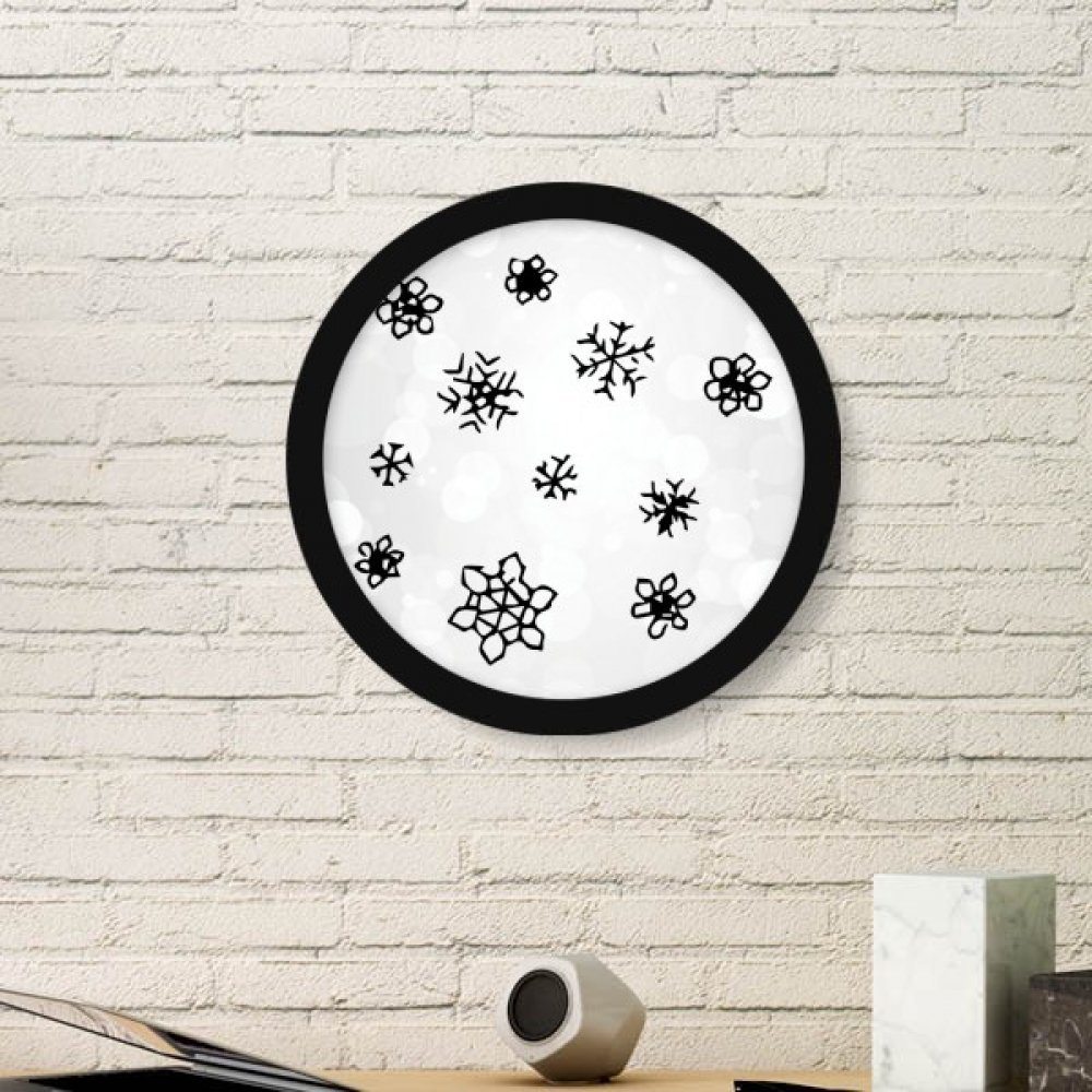 Cadre photo rond flocon de neige météo peinture main art bois noir décoration maison