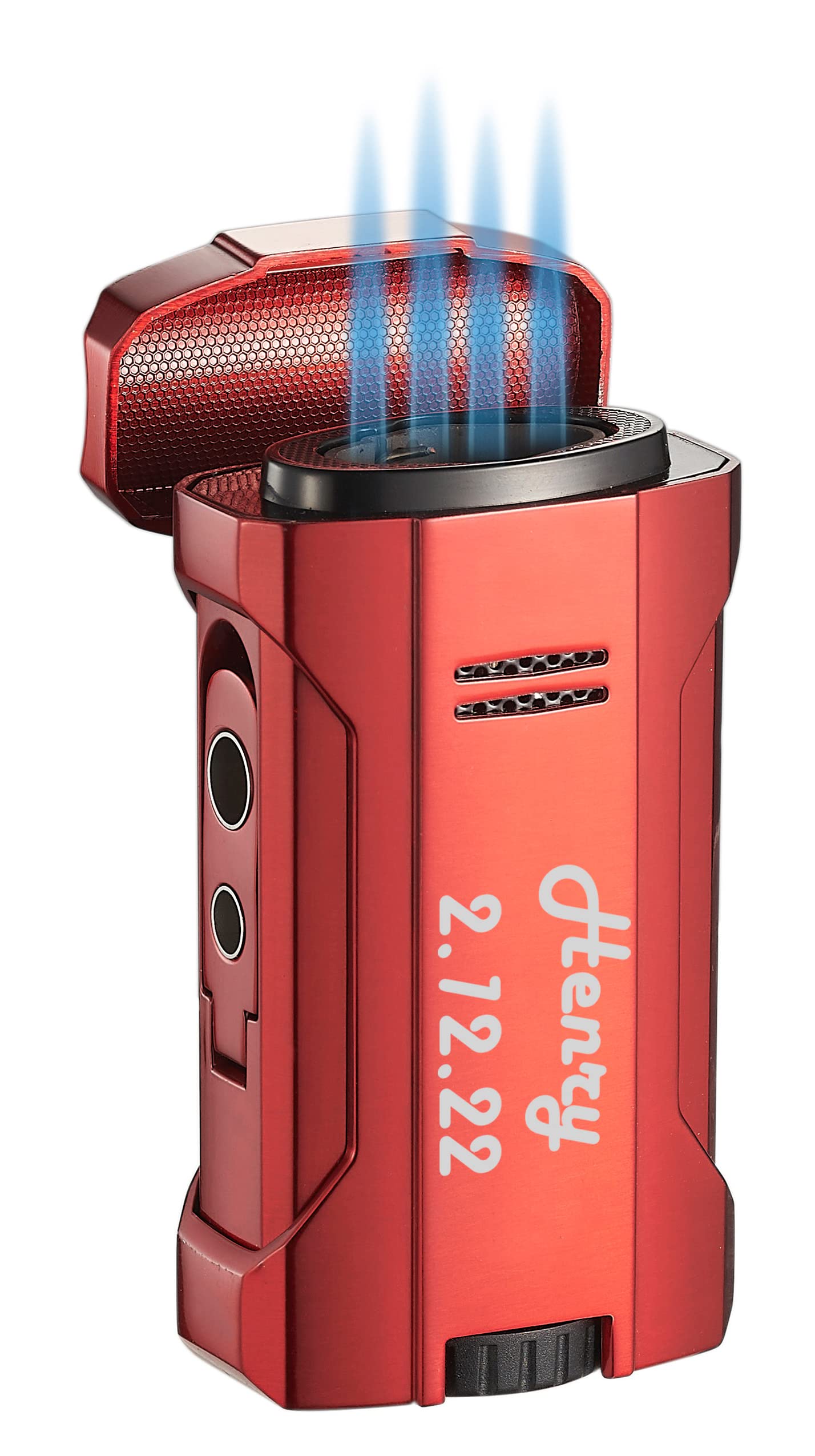 Personalized Visol Rhino 2 0 Butane Torch Lighter Quad Flame Refillable Gas Lighter Built-in Rest Two Built in