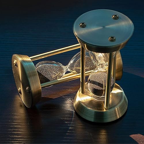 Miniatura 2 de VIORNO Reloj de reloj de arena de reloj de arena, reloj de arena de reloj de arena, reloj de arena de metal y latón, temporizador de reloj de arena