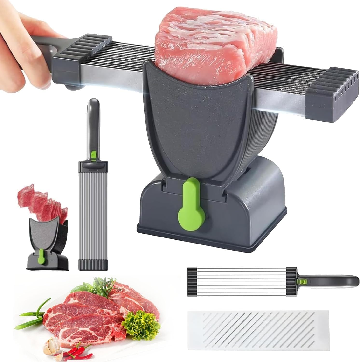 Meat Slicer, Stainless Steel All-Slicer, Adjustable Meat Slicer, 2-4 mm Thick, Multifunctional Slicer, Manual Meat Cutting Machine for Meat, Cheese, etc..