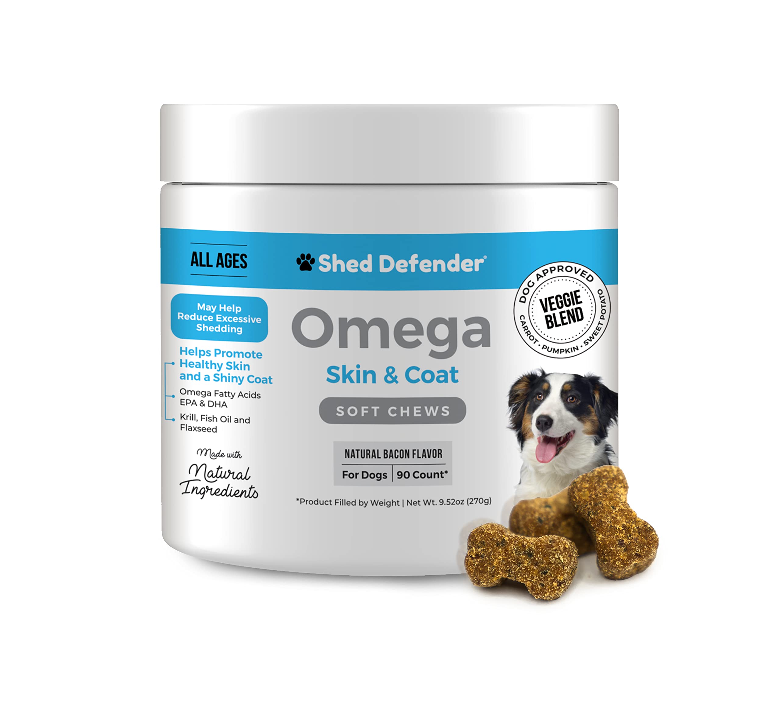 Shed Defender Omega Skin & Coat Soft Chew Supplements for Dogs