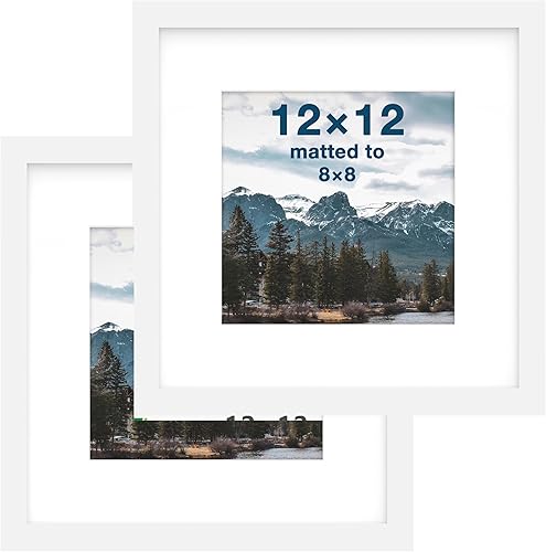 Vista 29 de FrameWorks Paquete de 2 portarretratos de 12 x 16 pulgadas con mate a 8 x 12 pulgadas, color negro, marco de fotos clásico de madera con vidrio