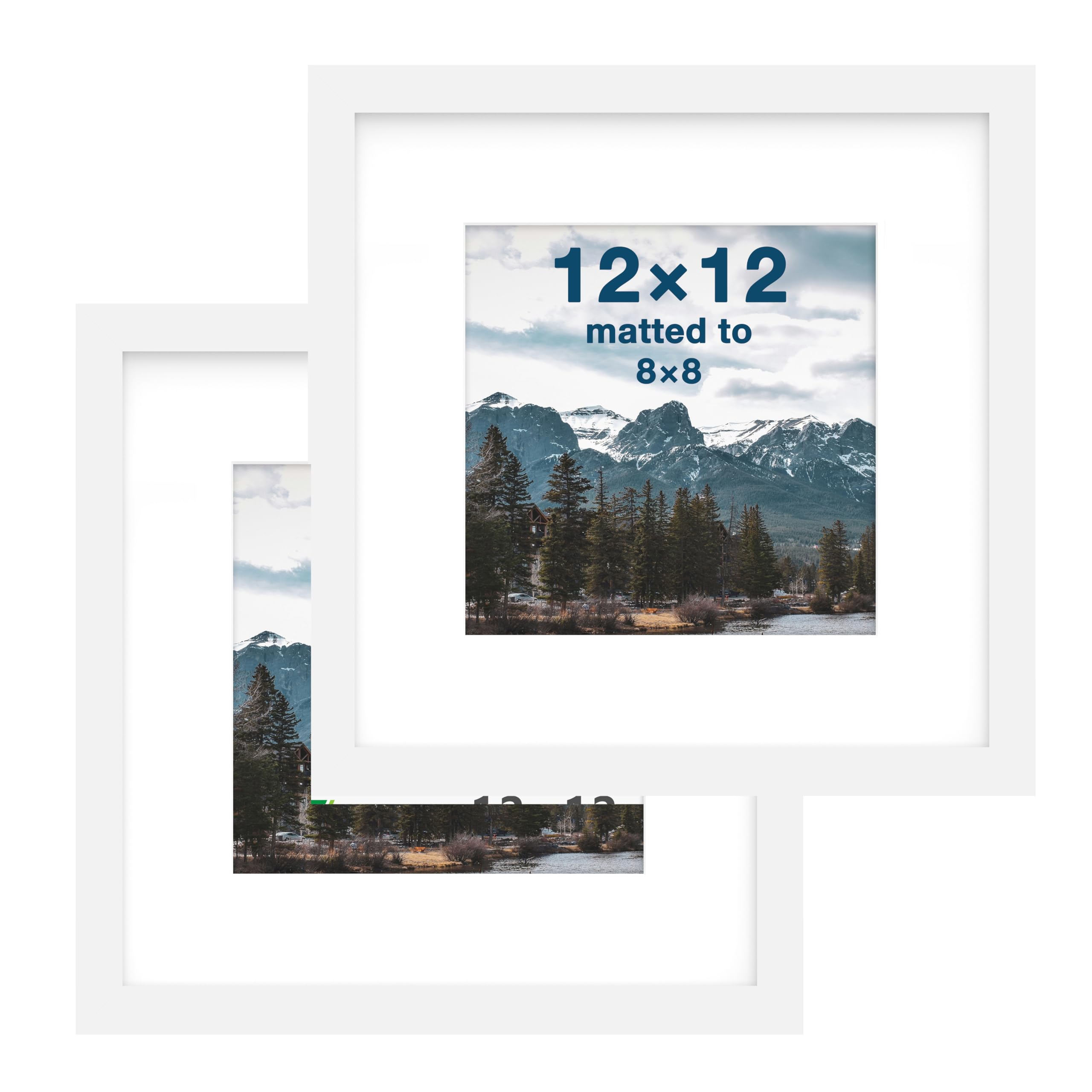 Cadre photo bois 30,5x30,5 FrameWorks en verre trempé blanc élégant