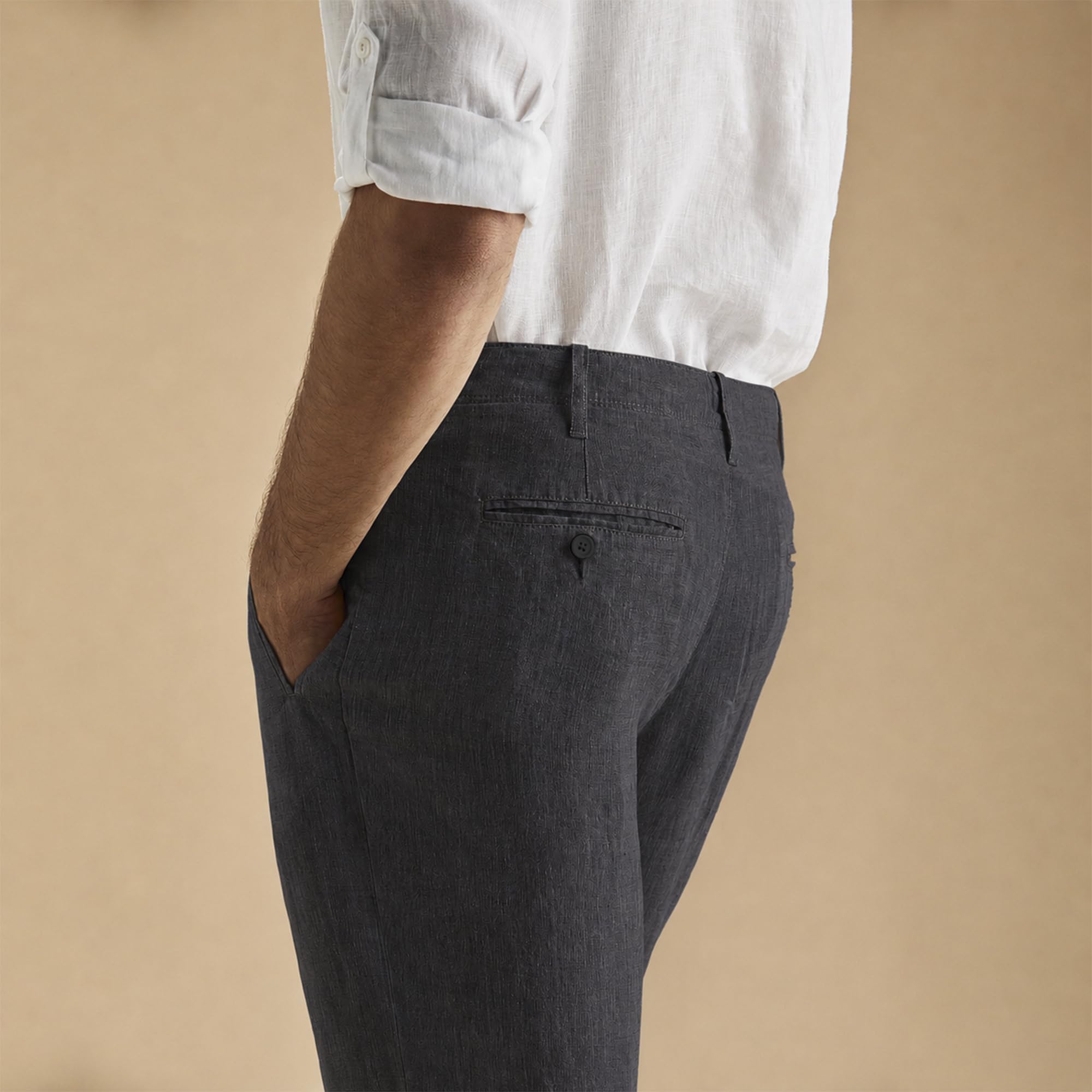 Perry Ellis 100% Linen Drawstring Pant - Nieformalne spodnie Mężczyźni