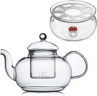 Vista 12 de CnGlass Calentador Universal de Tetera de Vidrio, Hecho a Mano con Vidrio Resistente al Calor y Sin Plomo, Calentador de Velas de Té 5.3