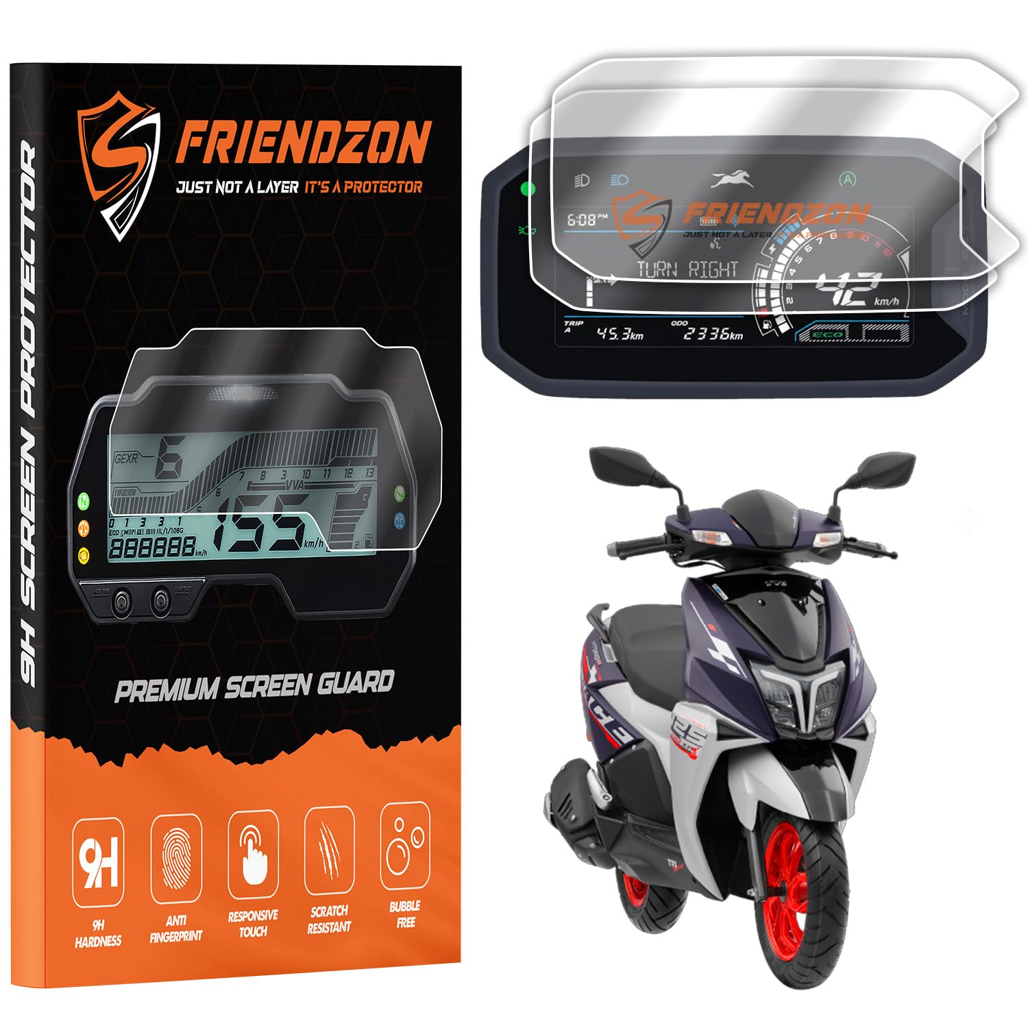 FriendZon Screen Guard For TVS Ntorq 125 Race XP 2025 Scooter | Scratch Resistant | HD Clear | TFT Instrument Console Protector | 2025 Speedometer Accessories | [Not Tempered Glass] (Pack of 2)