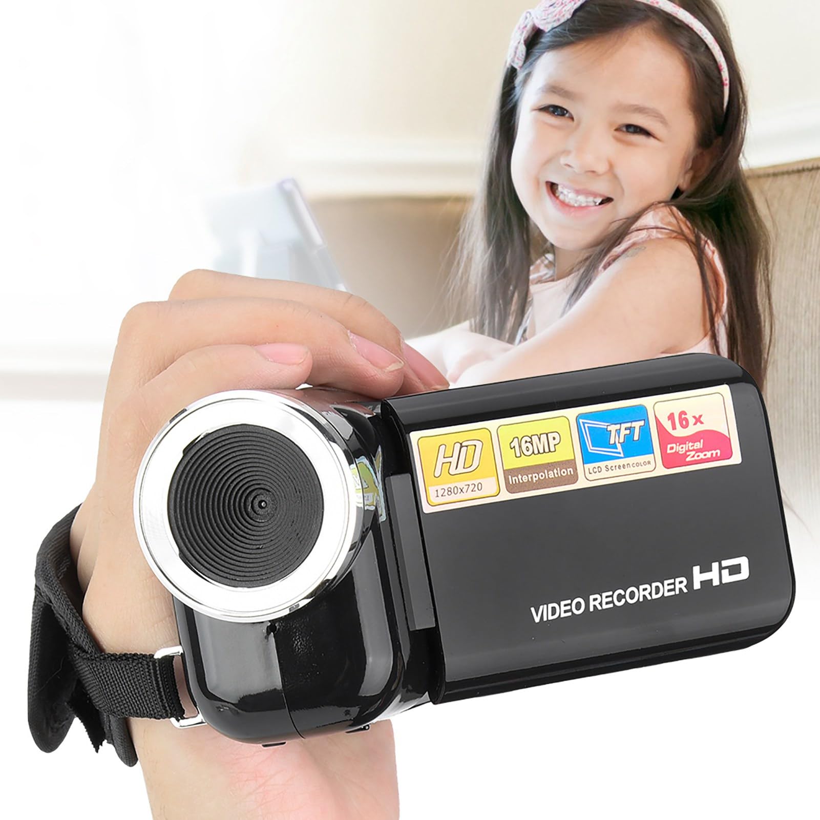Caméra Vidéo Numérique Enfants 794 - Enregistreur HD 16X Écran 2 Pouces Rouge - Caméscope Portable