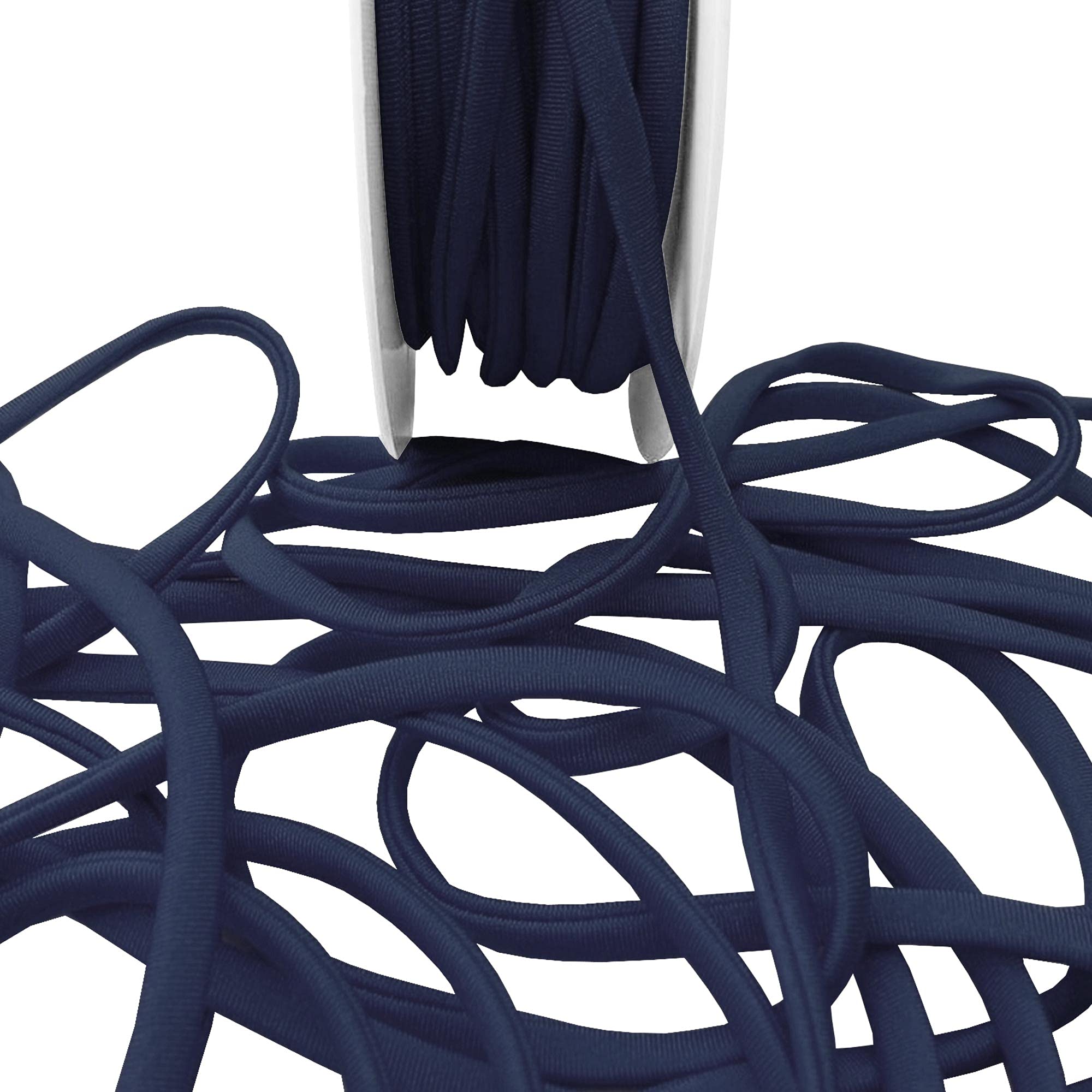 Navy Blue Spaghetti Strap Satin Cord Tubular Satin Strap Flat Trim String Non Stretch Strapping Dresses Swimwear Bikini Lingerie Corset Ties Dresses Top Dressmaking (5mm - Navy Blue - 5 Meters)