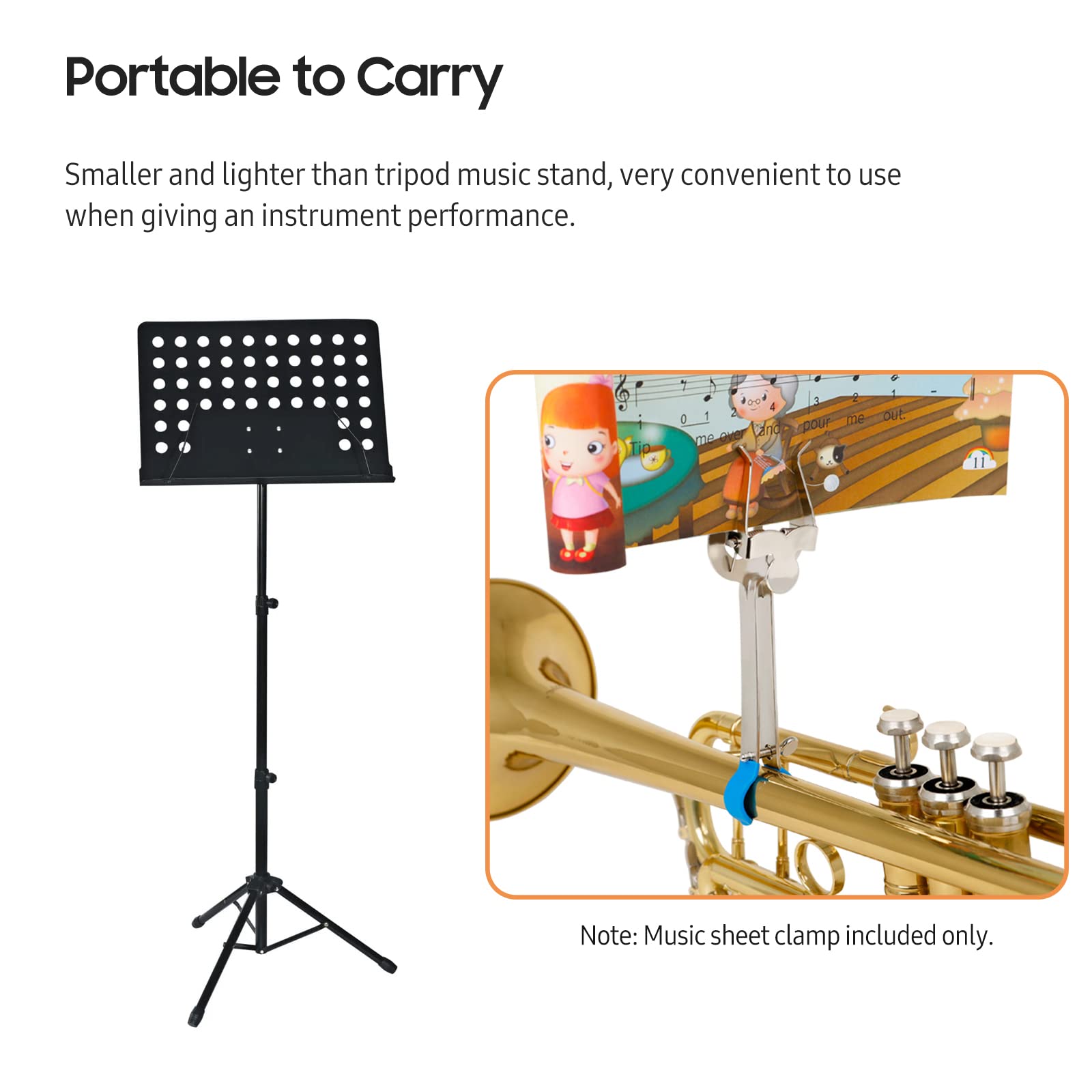 3pcs Trompet Lyre, Trompet Marching Lyre Clamp-On Muziek Clip Instrument Onderdelen Trompet Bladmuziek Clip Muziek Klem Op Houder Stand voor Instrumenten