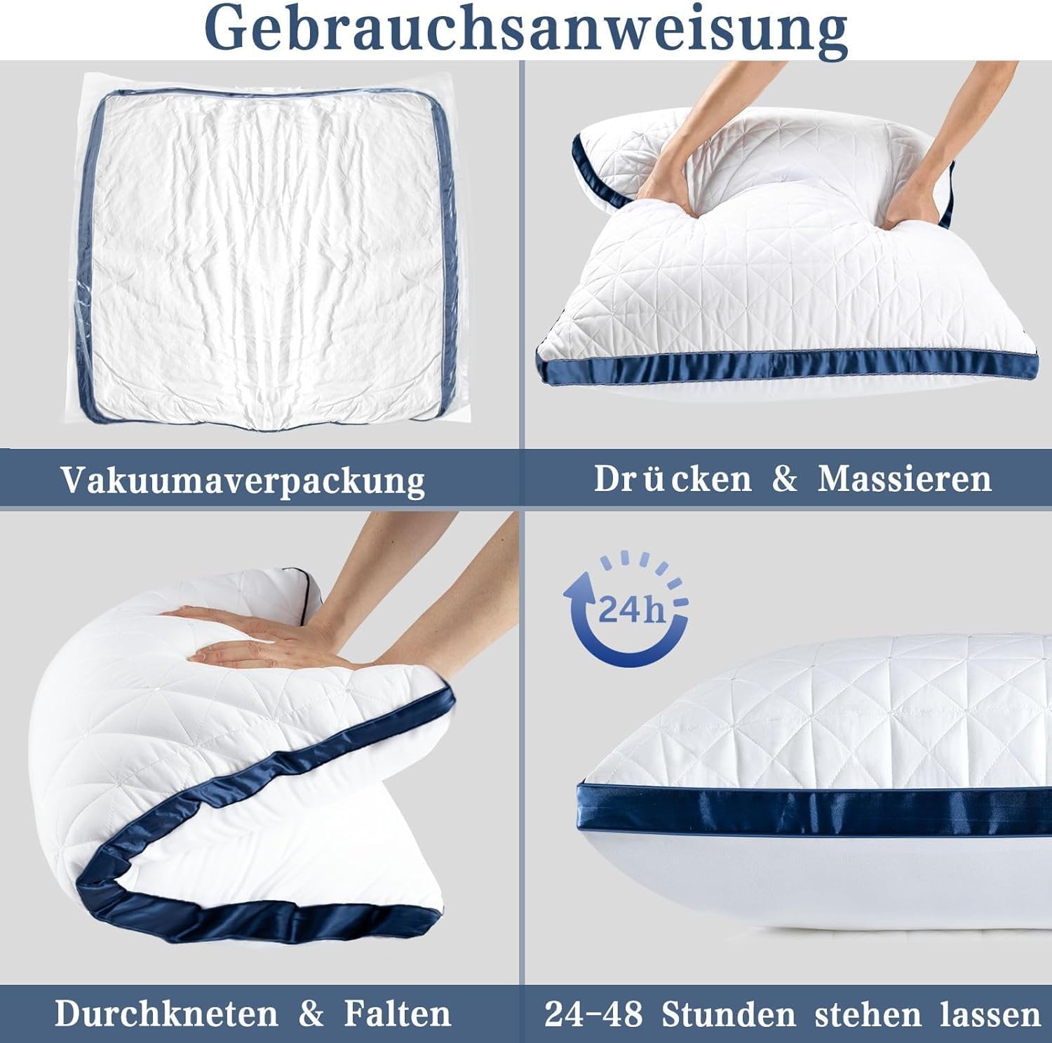 Kissen Kopfkissen 80x80 cm 2er Set,2X orthopädisches Seitenschläferkissen Nackenkissen mit Premium Mikrofaser Füllung, atmungsaktives Sitzkissen Sofakissen Schlafkissen weich & stützend