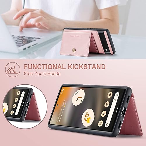 Miniatura 2 de Funda para Google Pixel 7A, cartera magnética desmontable con ranura para efectivo, soporte de carga inalámbrica, función atril compatible con