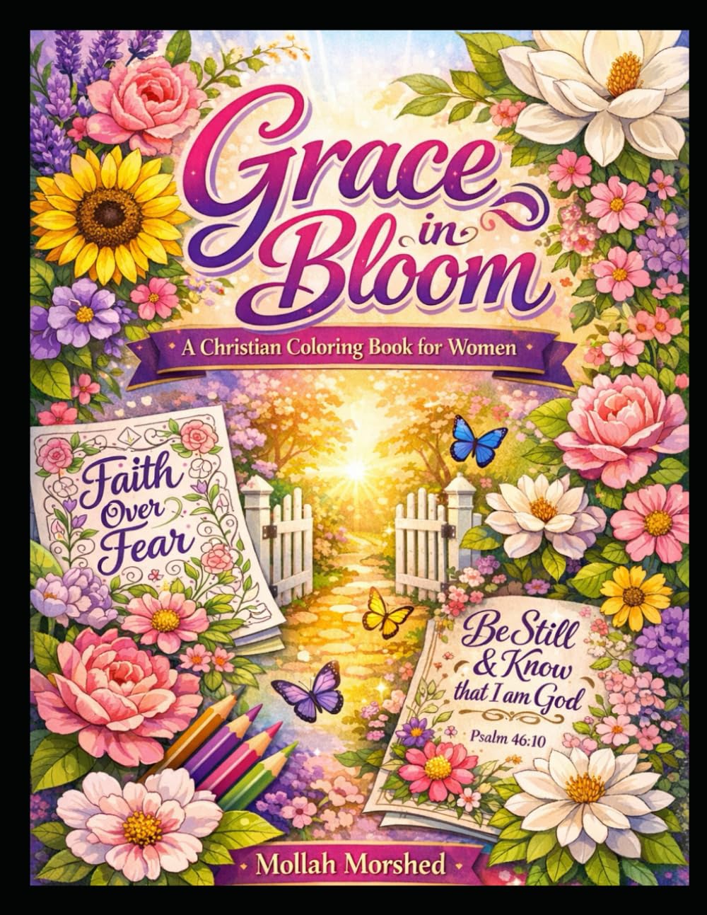 Grace in Bloom: A Christian Coloring Book for Women – Relaxing Bible Verses & Floral Patterns for Stress Relief and Devotional Meditation
